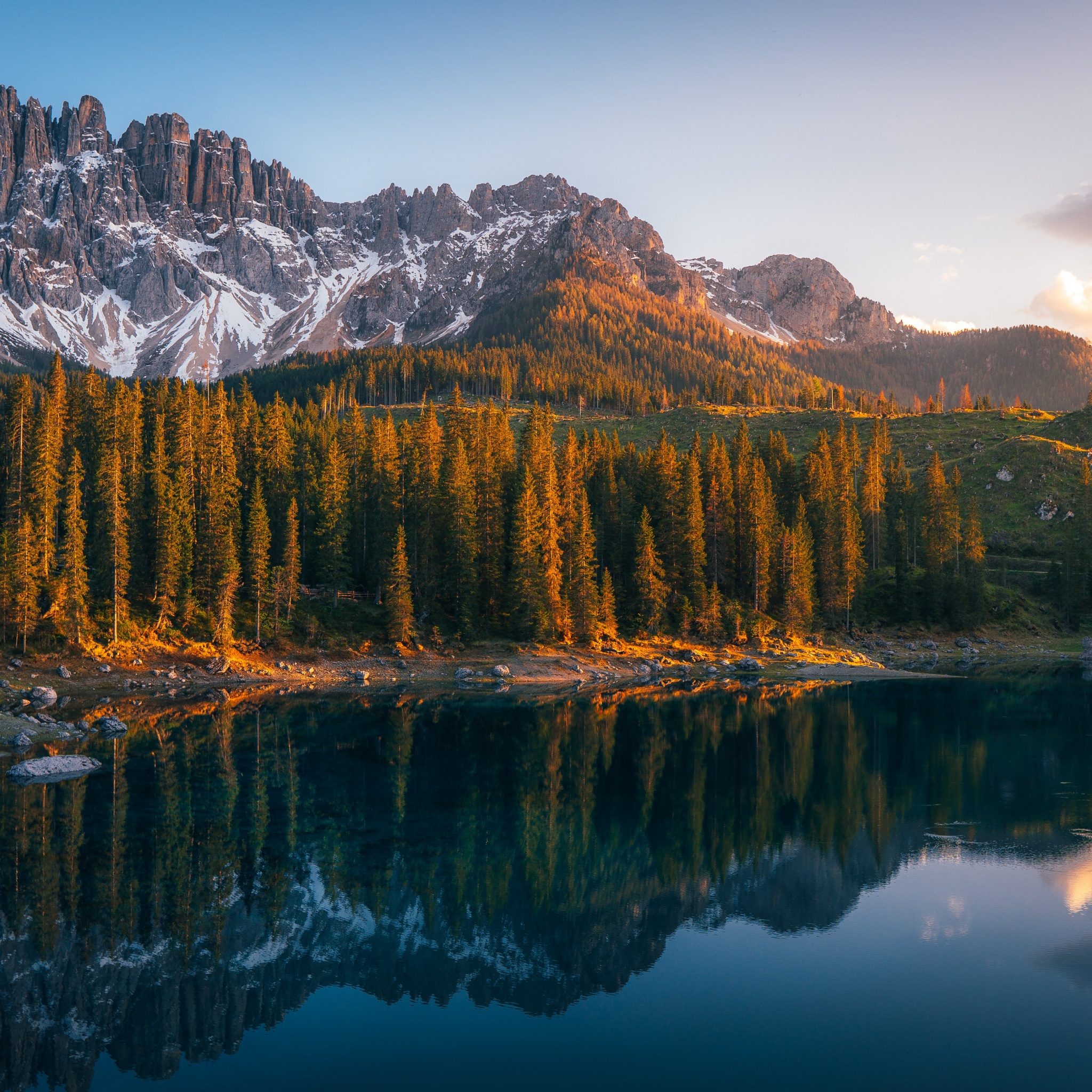 Karersee Lake Wallpaper K Serene Lago Di Carezza