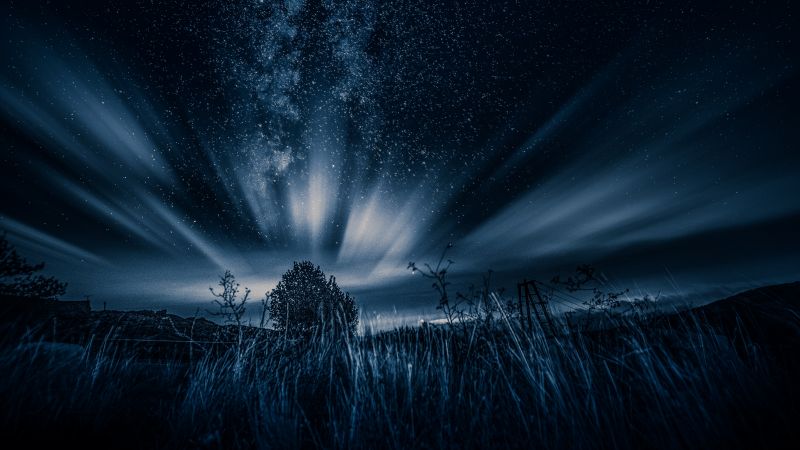 Starry sky Wallpaper 4K, Northern Lights, Dark, Night, Landscape, Cold