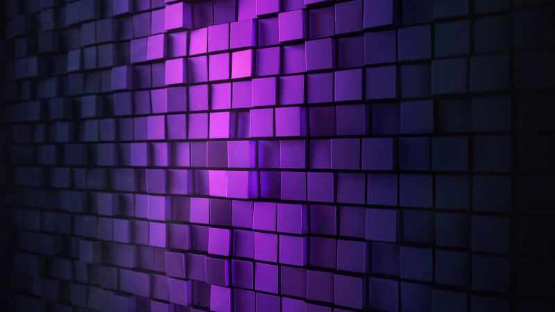 3D background Wallpaper 4K, Squares, Purple light, Metal, Aesthetic