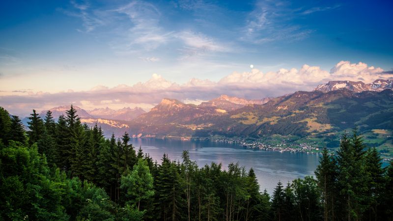 Lake Zurich Wallpaper 4K, Switzerland, Landscape, Nature, #4062