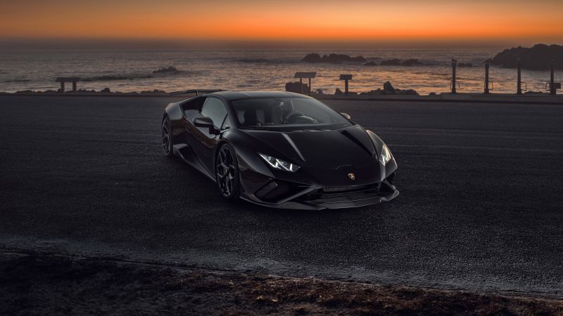 Novitec Lamborghini Huracán EVO RWD Wallpaper 4K, Black cars, Sunset, Cars,  #4900