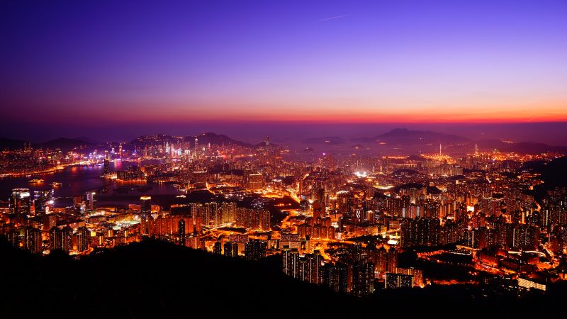 Hong Kong City Wallpaper 4K, Skyline, Sunset, Nature, #5824