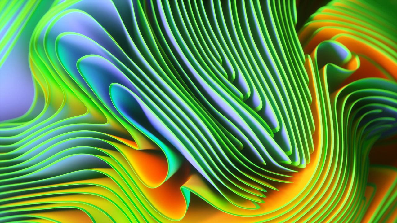 Twirls 4K Wallpaper, Colorful, Spectrum, Green, Abstract, #1644