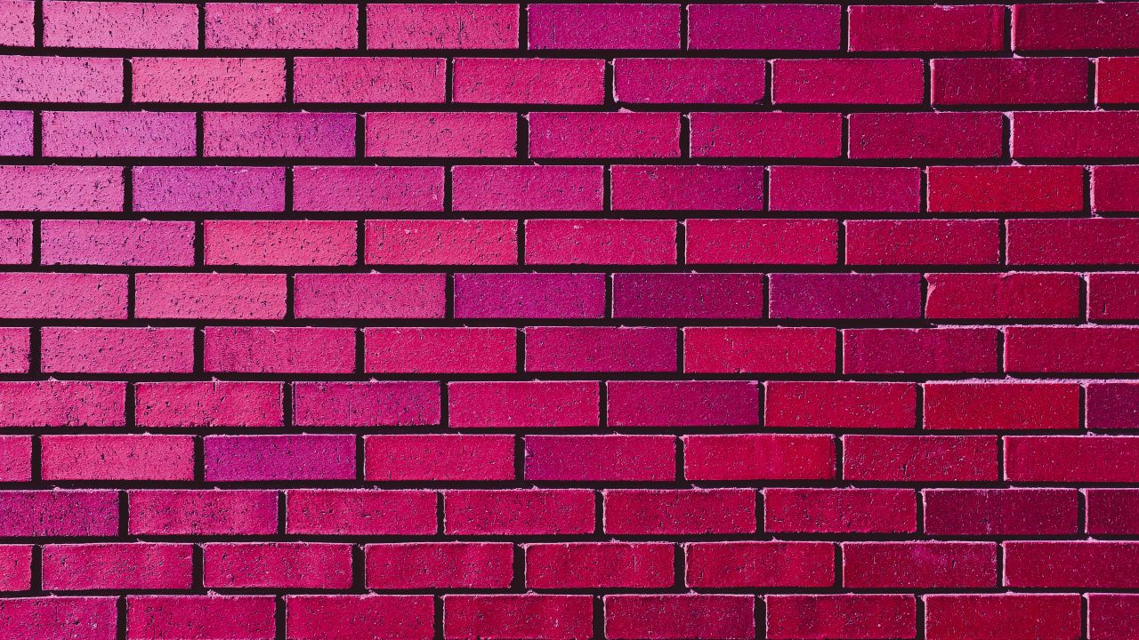 Brick wall 4K Wallpaper, Magenta, Red, Bricks, Bright, Gradients, 5K