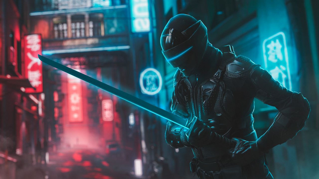 Snake Eyes 4K Wallpaper, Katana, Ninja, Neon, Graphics CGI, #983