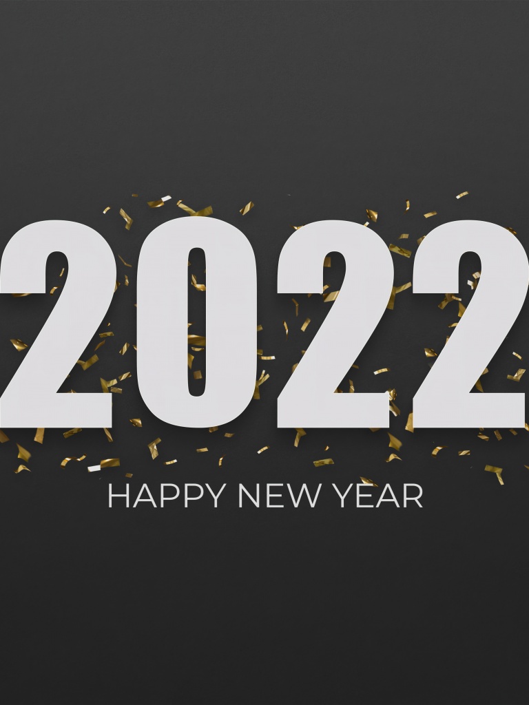 2022 New Year Wallpaper 4K, Happy New Year, Black background