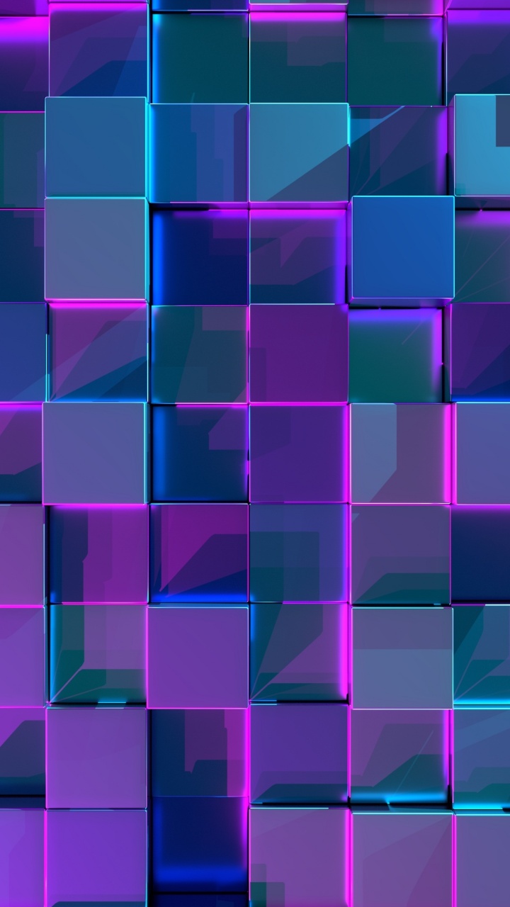 3D cubes Wallpaper 4K, Geometric, Neon, 3D background