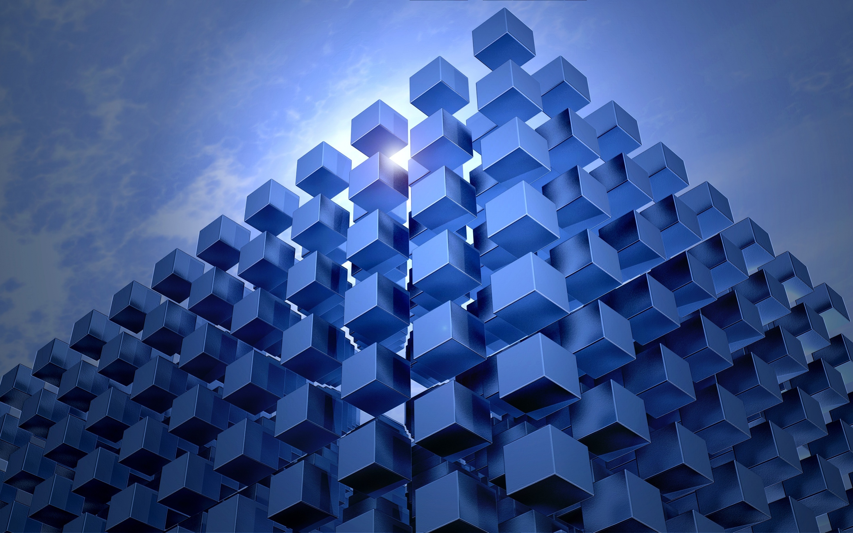 3D cubes Wallpaper 4K, Graphics, Architecture, CGI, Blue, Graphics CGI