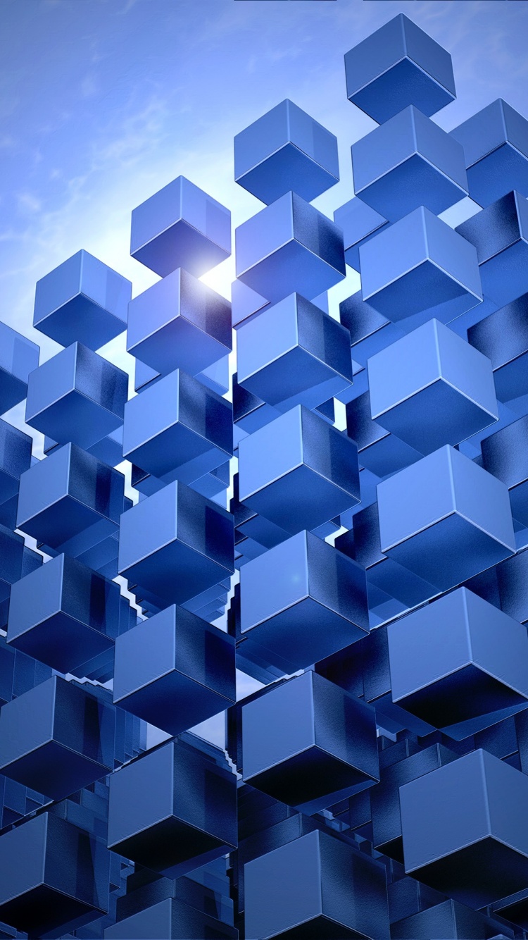3D cubes Wallpaper 4K, G   raphics, Architecture, CGI, Blue