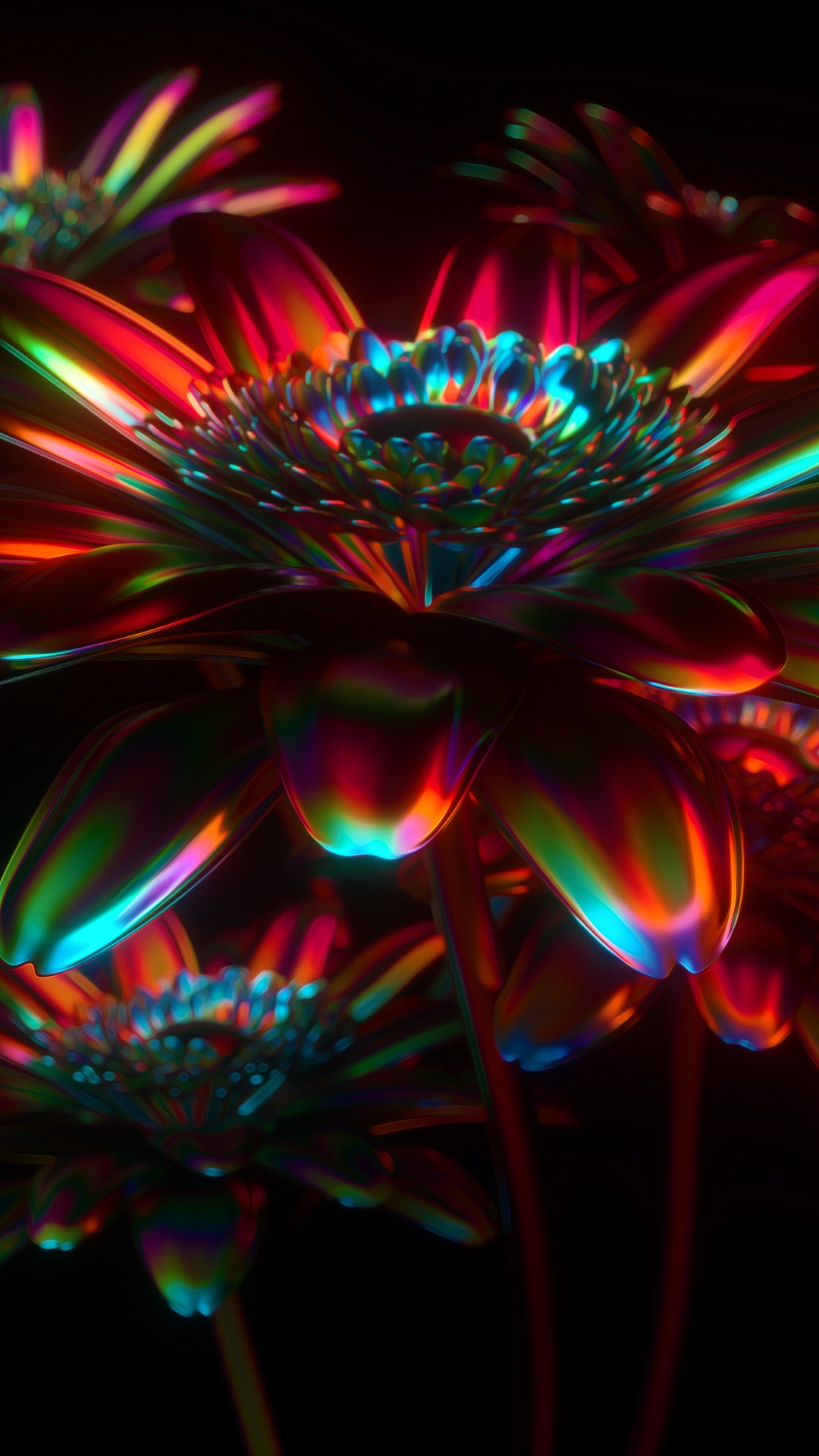 3D Wallpaper 4K Neon Flower CGI 3195