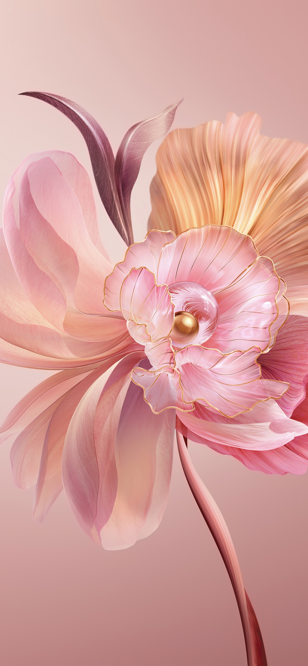 Abstract flower Wallpaper 4K, Floral, Pastel red, Abstract, #10925