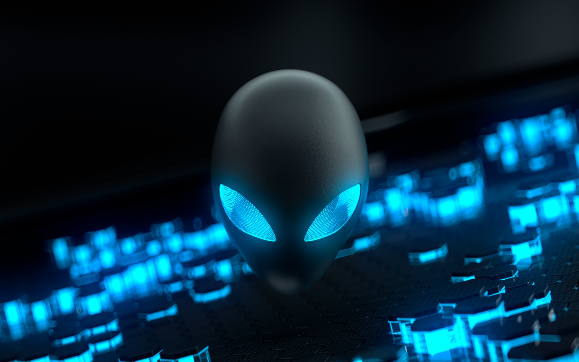Alienware Wallpaper 4K, Blue, Glowing eyes, AMOLED, Stock