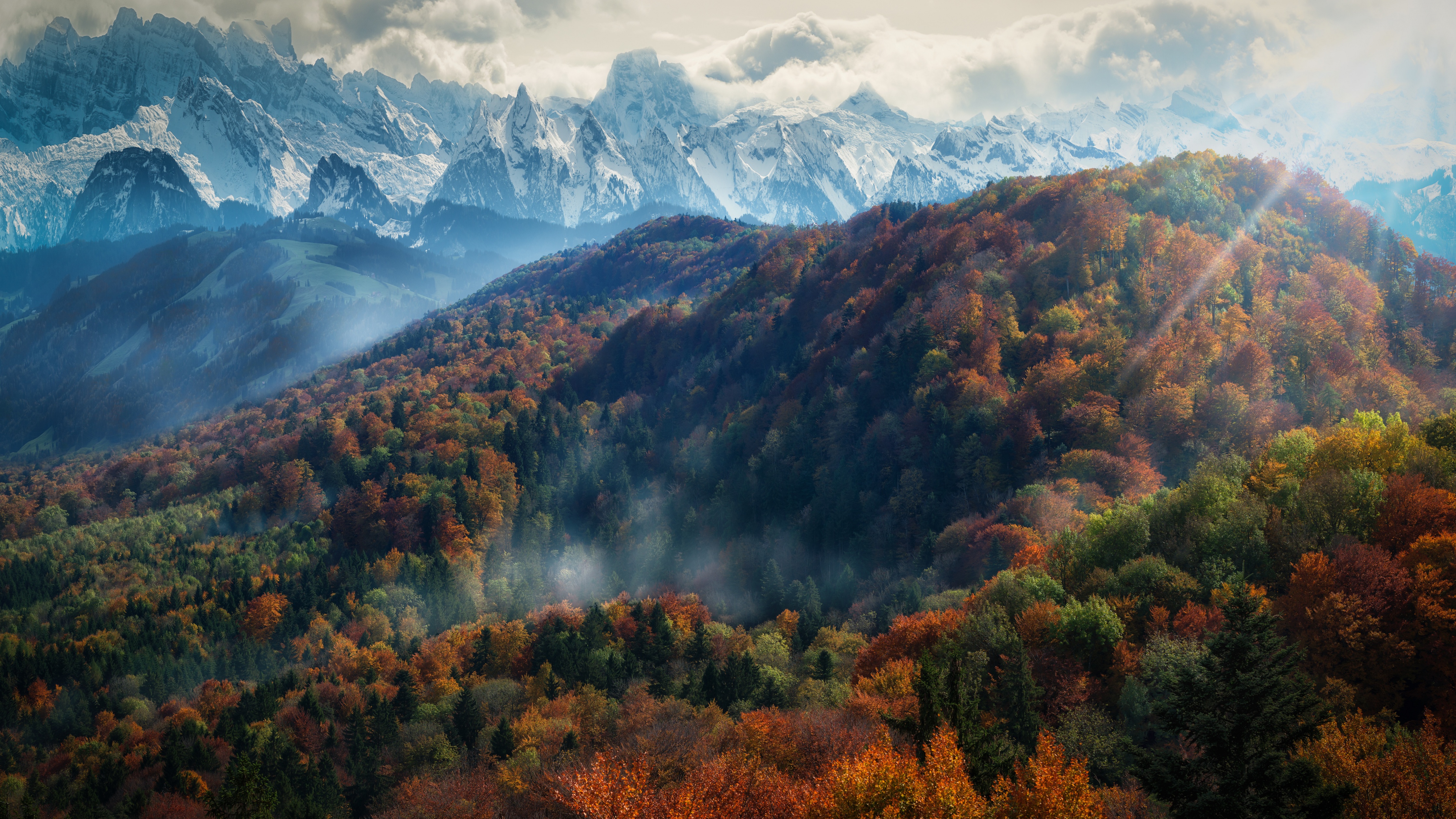 Alps mountains Wallpaper 4K, Autumn, Snow covered, Nature, #5829