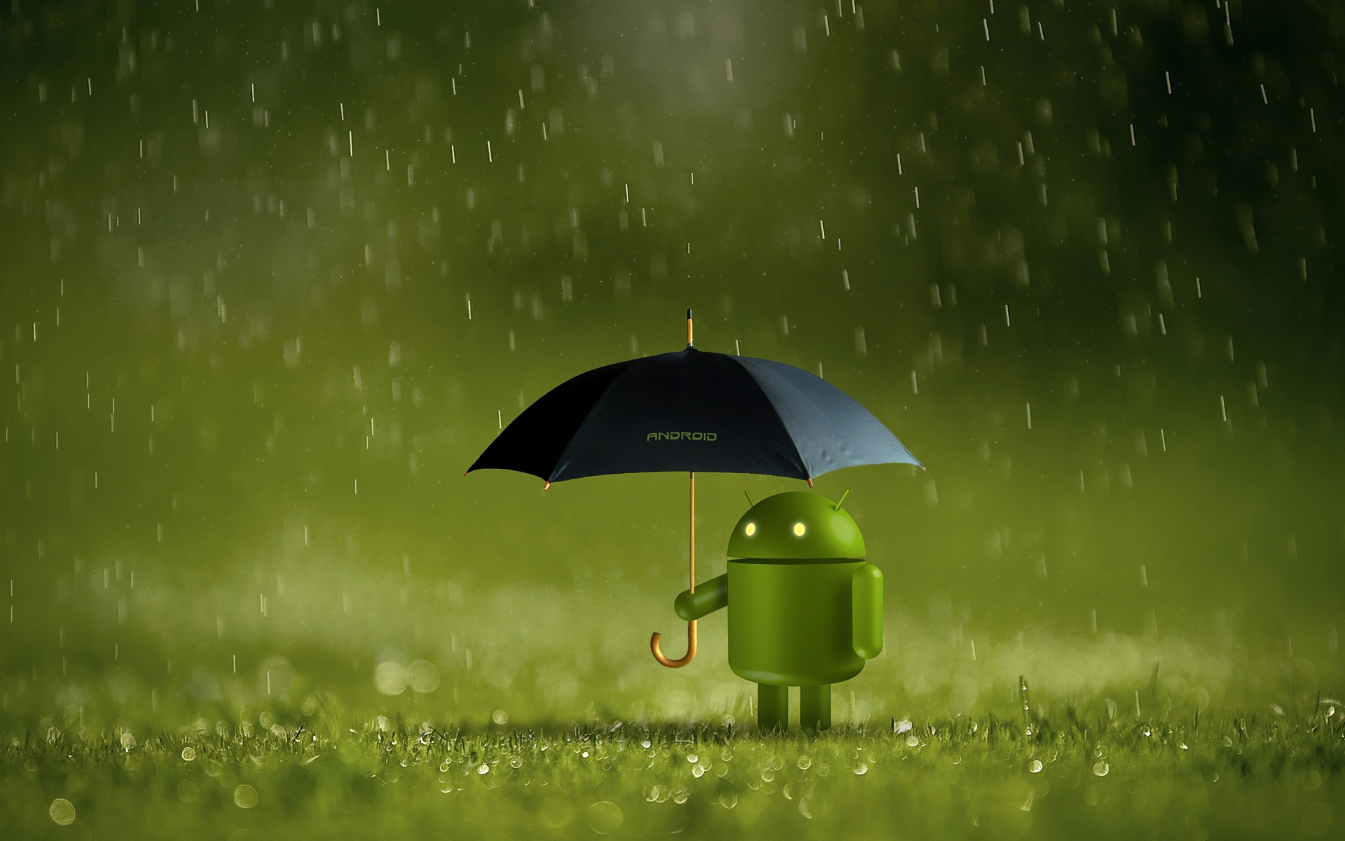 Android logo Wallpaper 4K, Android robot, Umbrella, Technology, #1571