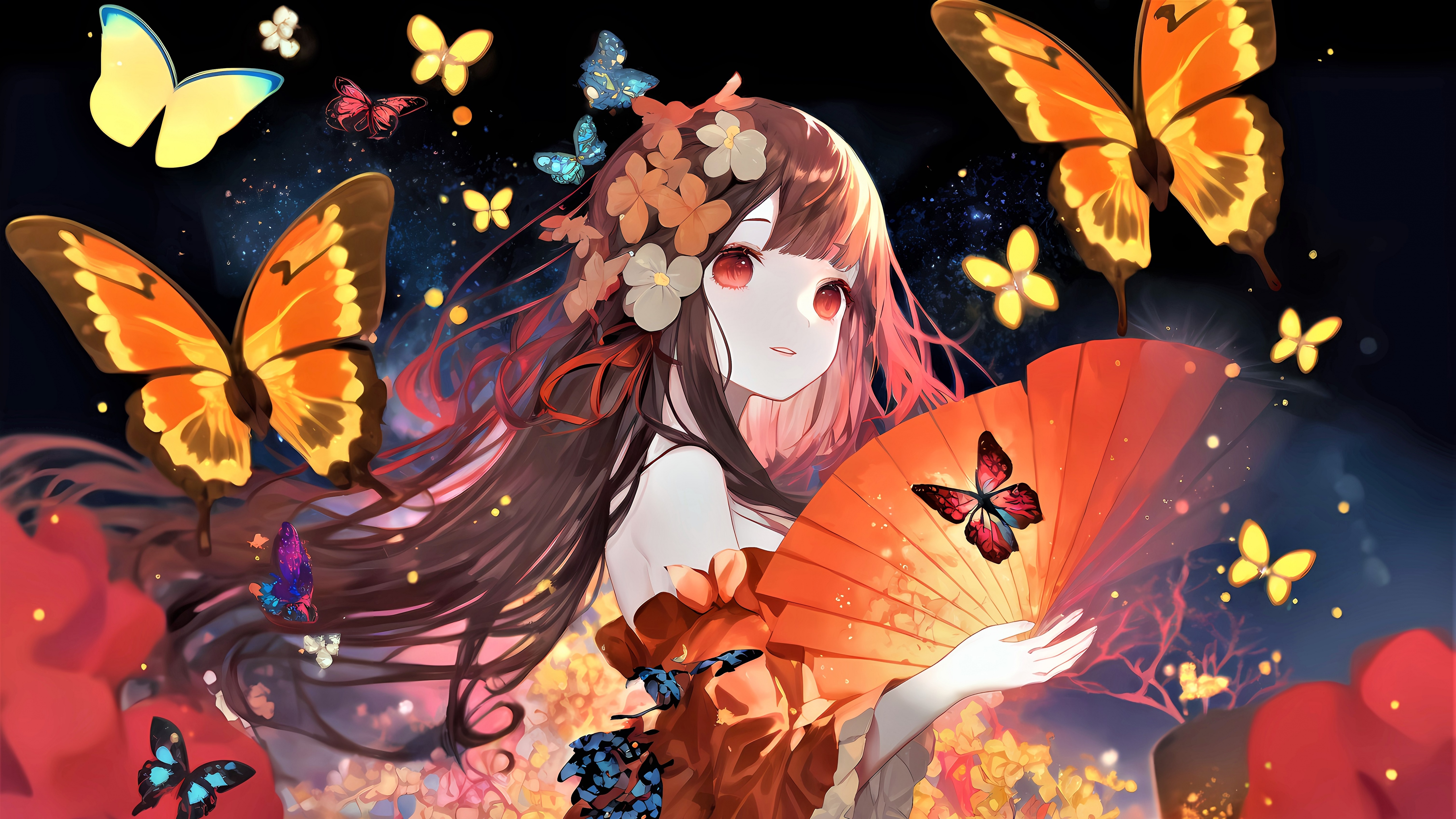Anime girl Wallpaper 4K, Butterflies, Surreal, Anime, #10032
