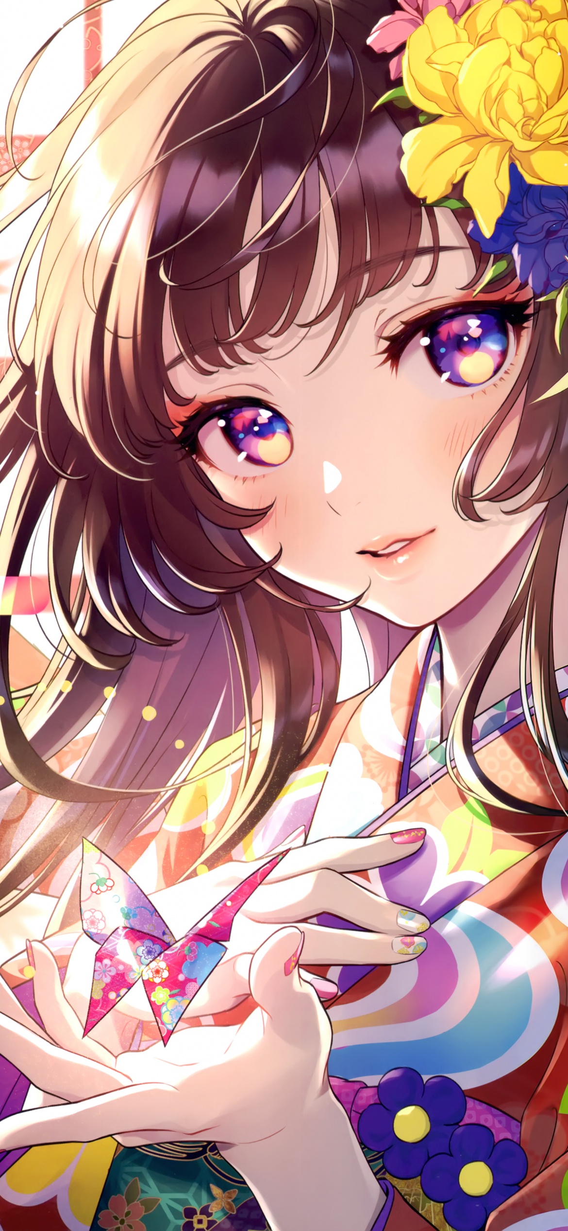 Anime girl Wallpaper 4K, Floral, Colorful, Girly, Magical, 5K, Fantasy