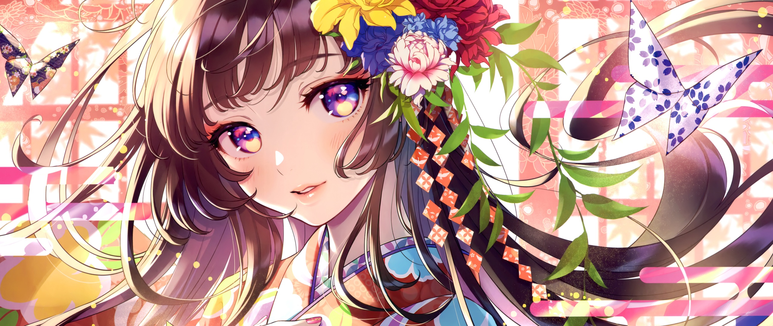 Anime girl Wallpaper 4K, Floral, Colorful, Girly, Fantasy, #4193