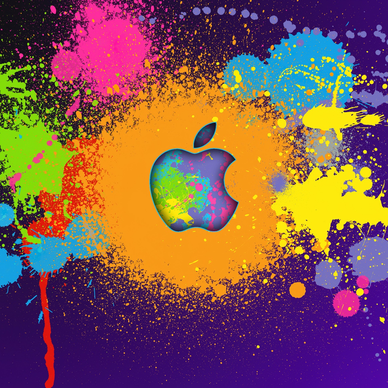 Apple logo Wallpaper 4K, Paint, Colorful background