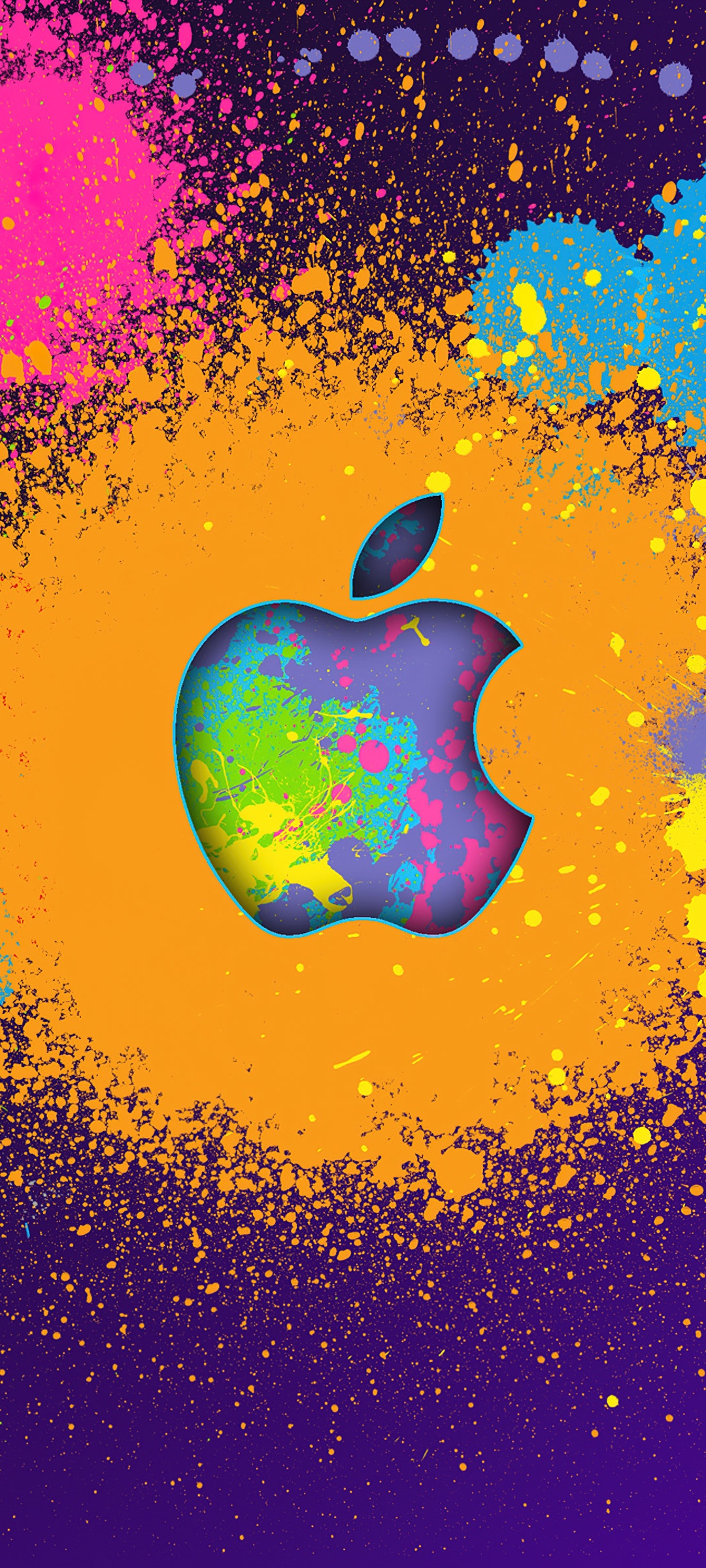 Apple logo Wallpaper 4K, Paint, Colorful background
