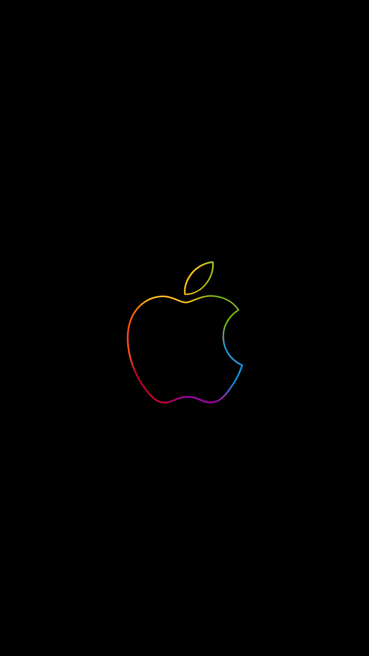 Apple logo Wallpaper 4K, Colorful, Outline, Black background, iPad, HD
