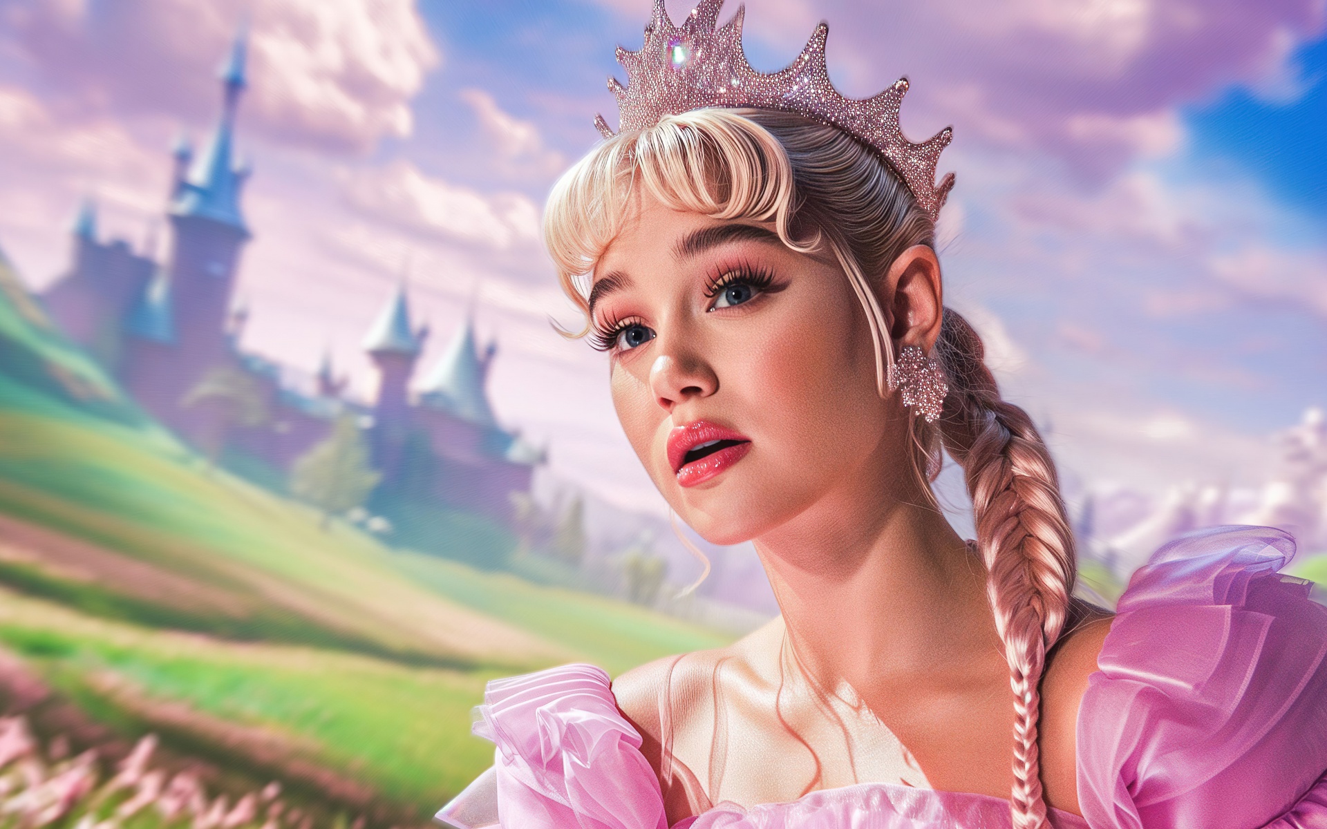 Ariana Grande as Glinda in Wicked 5K Wallpaper