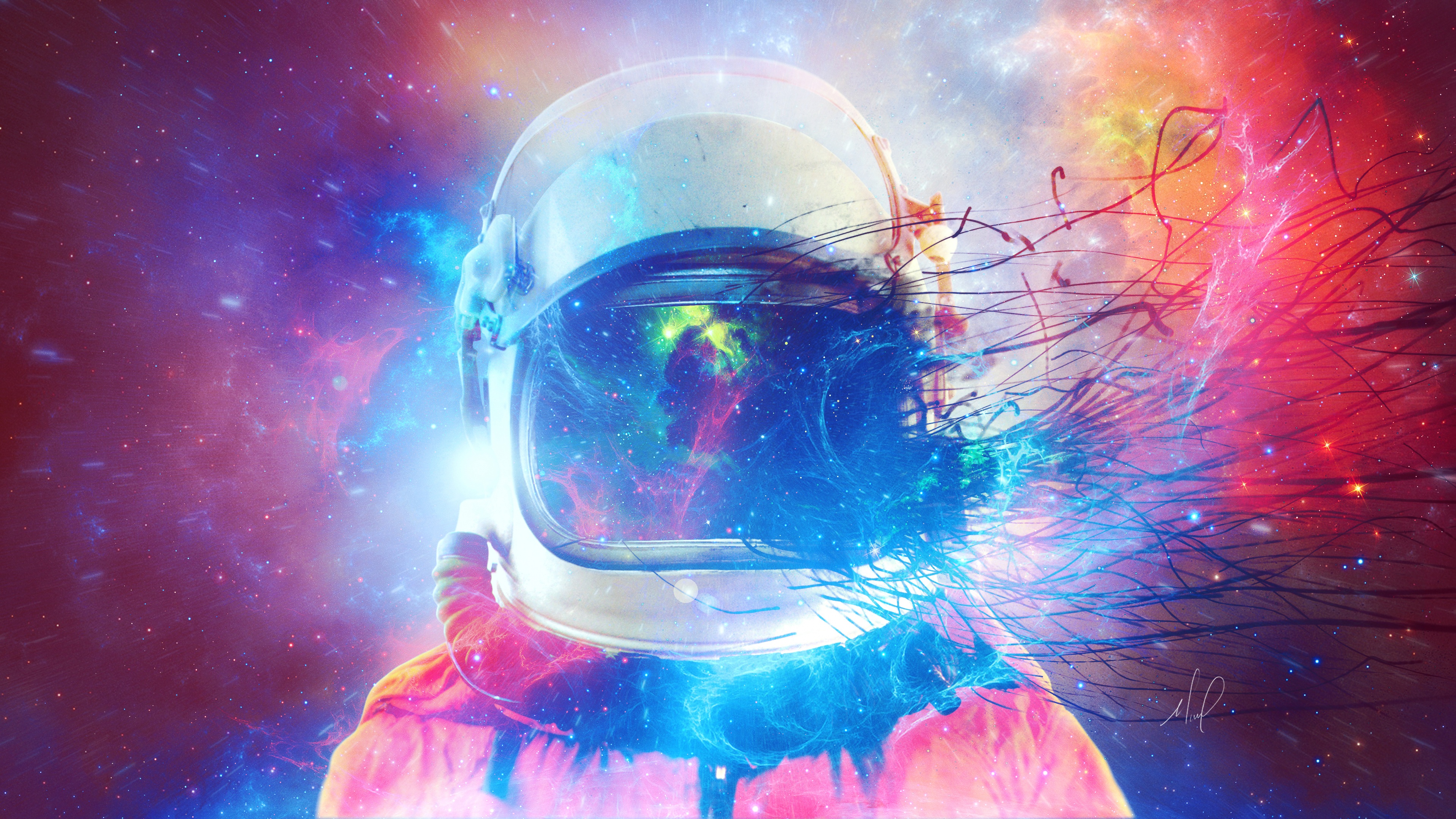 Astronaut Wallpaper 4K, Galaxy, Space suit, Dream