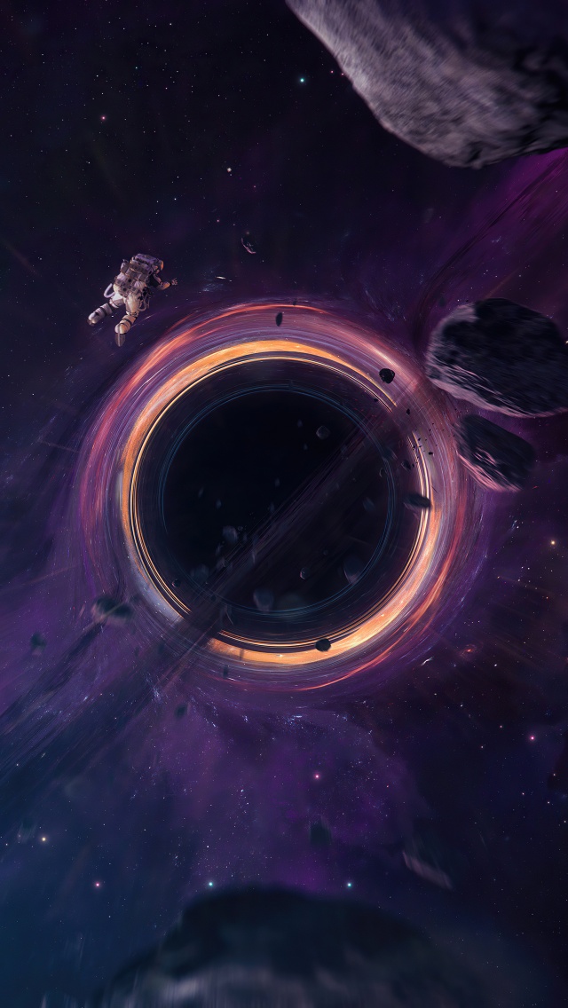 Astronaut 4K Wallpaper, Anomaly, Celestial, Black hole, Asteroids, 5K, Space, 3436