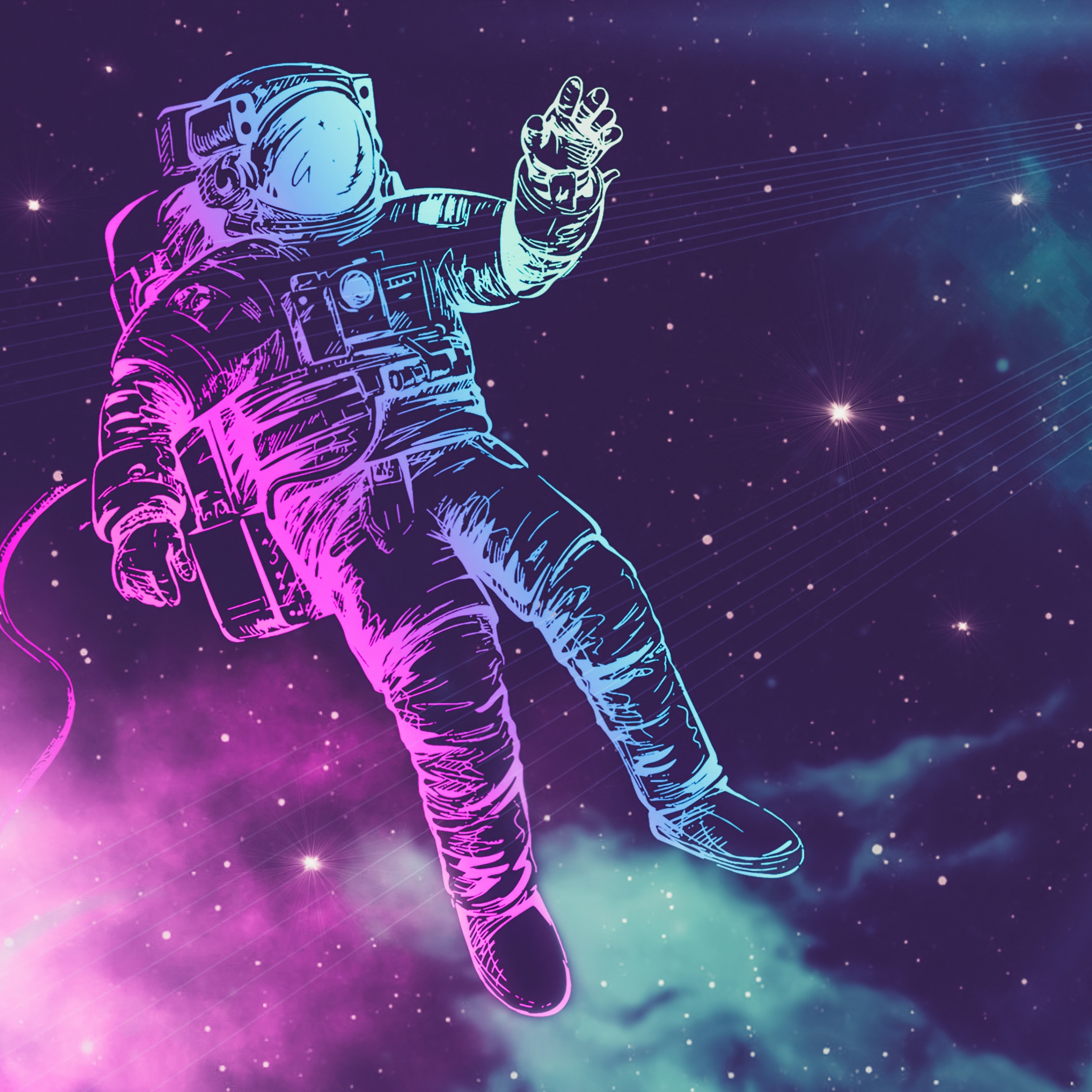Neon Astronaut man orange pink purple space styles web HD phone  wallpaper  Peakpx