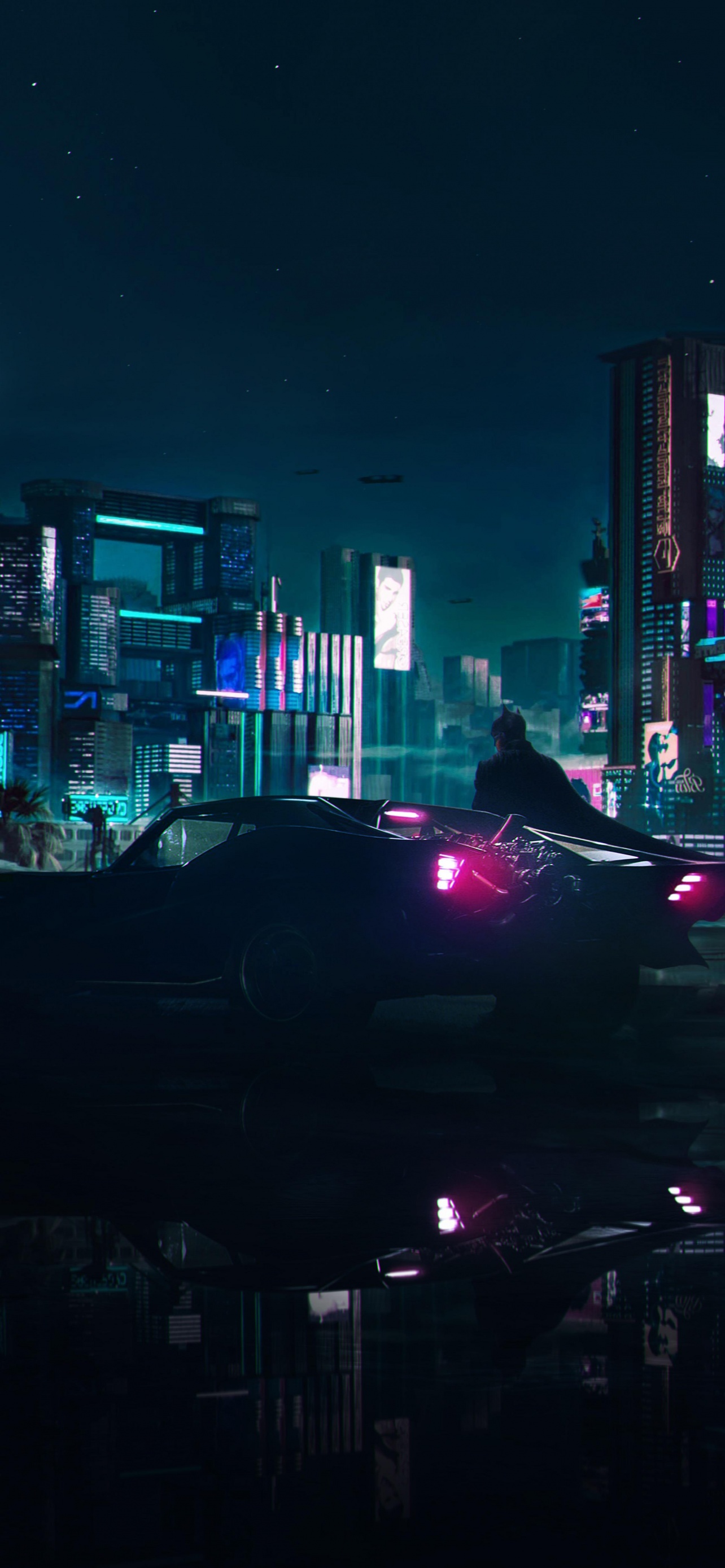 Batman 4K Wallpaper, Batmobile, Cyberpunk, Neon, Graphics CGI, #1028