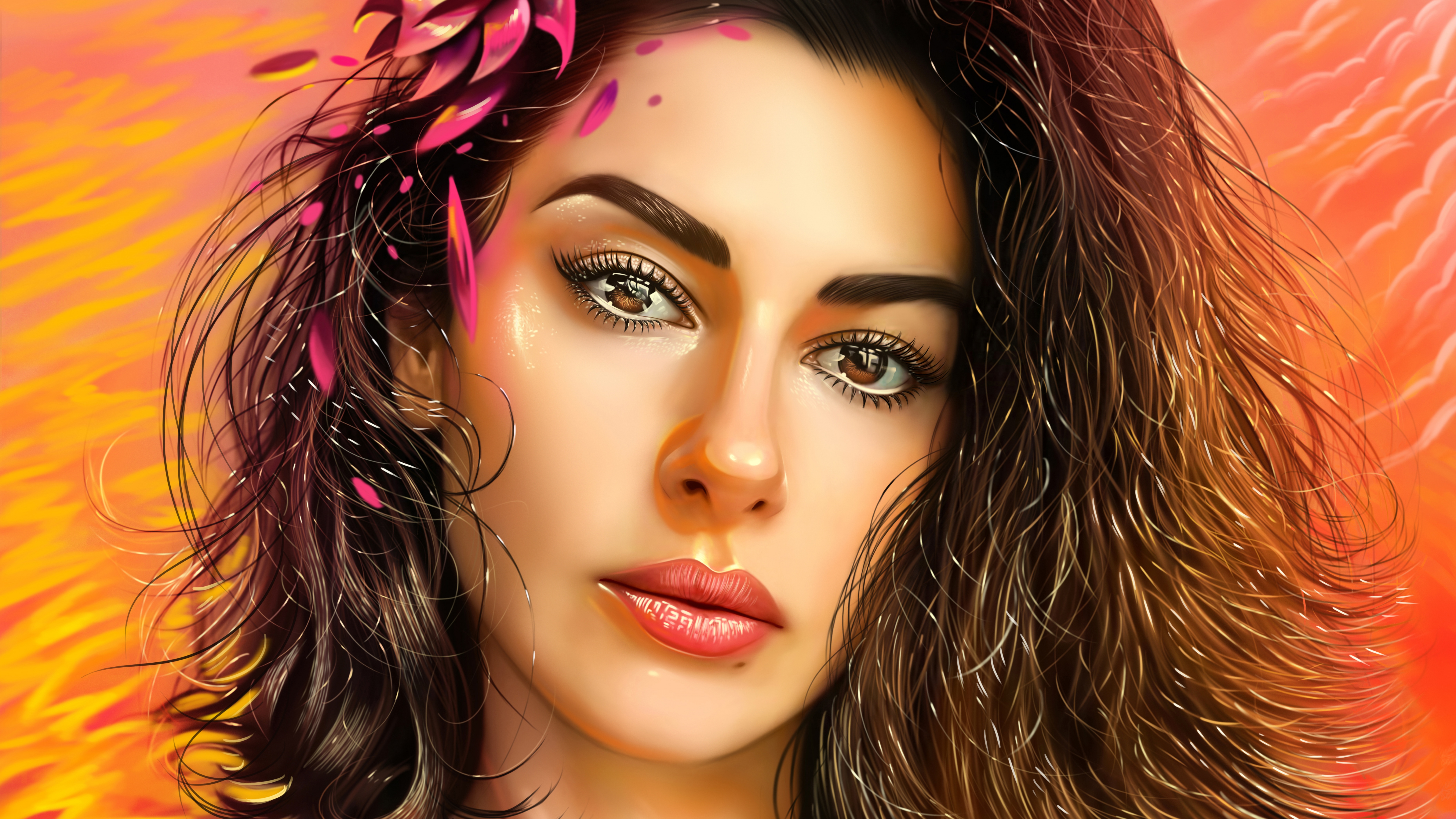Most beautiful fantasy girl face expression digital art painting HD  wallpaper