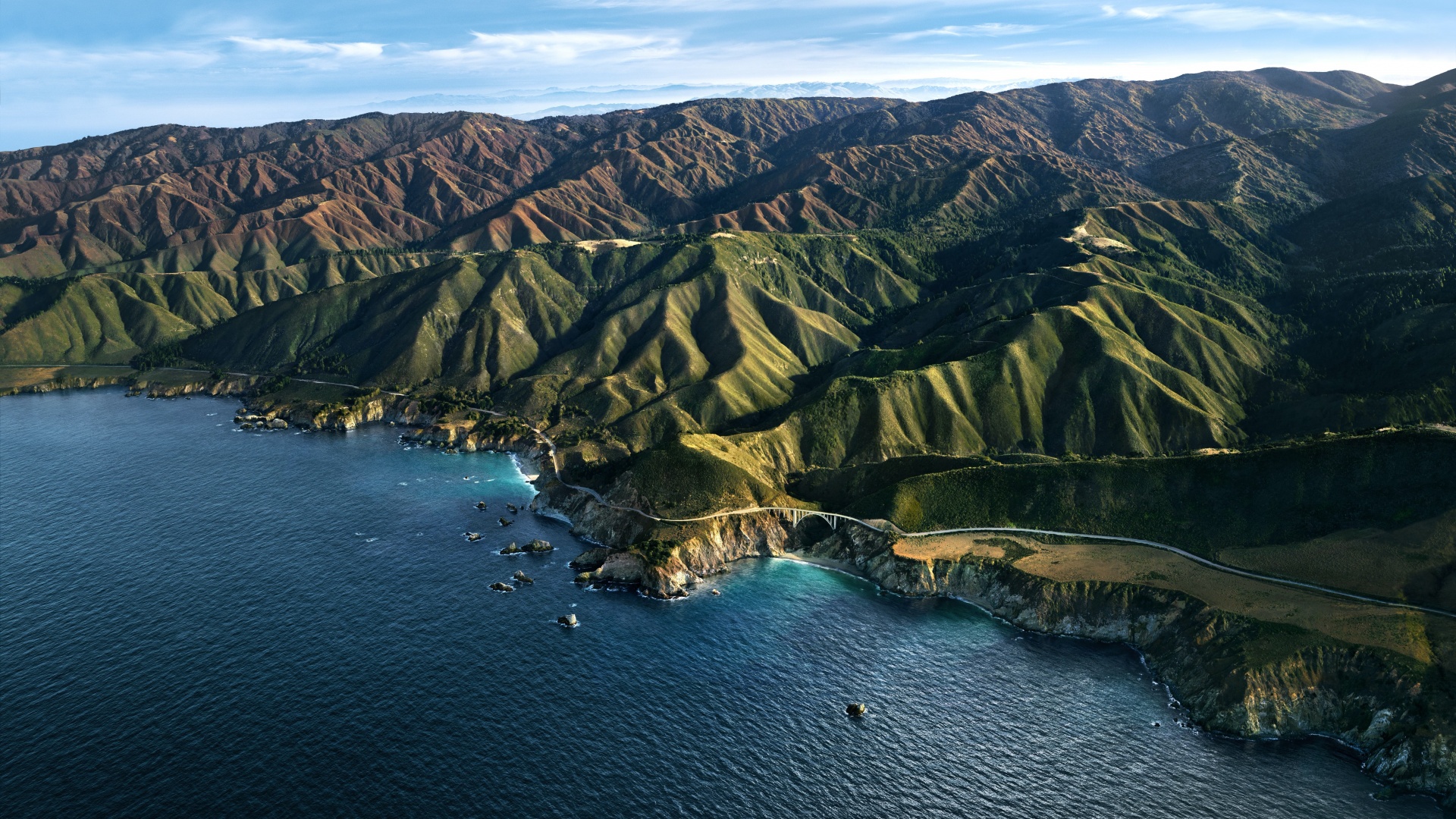 Big Sur Wallpaper 4K, Mountains, Daylight, Blue sky, macOS , Stock