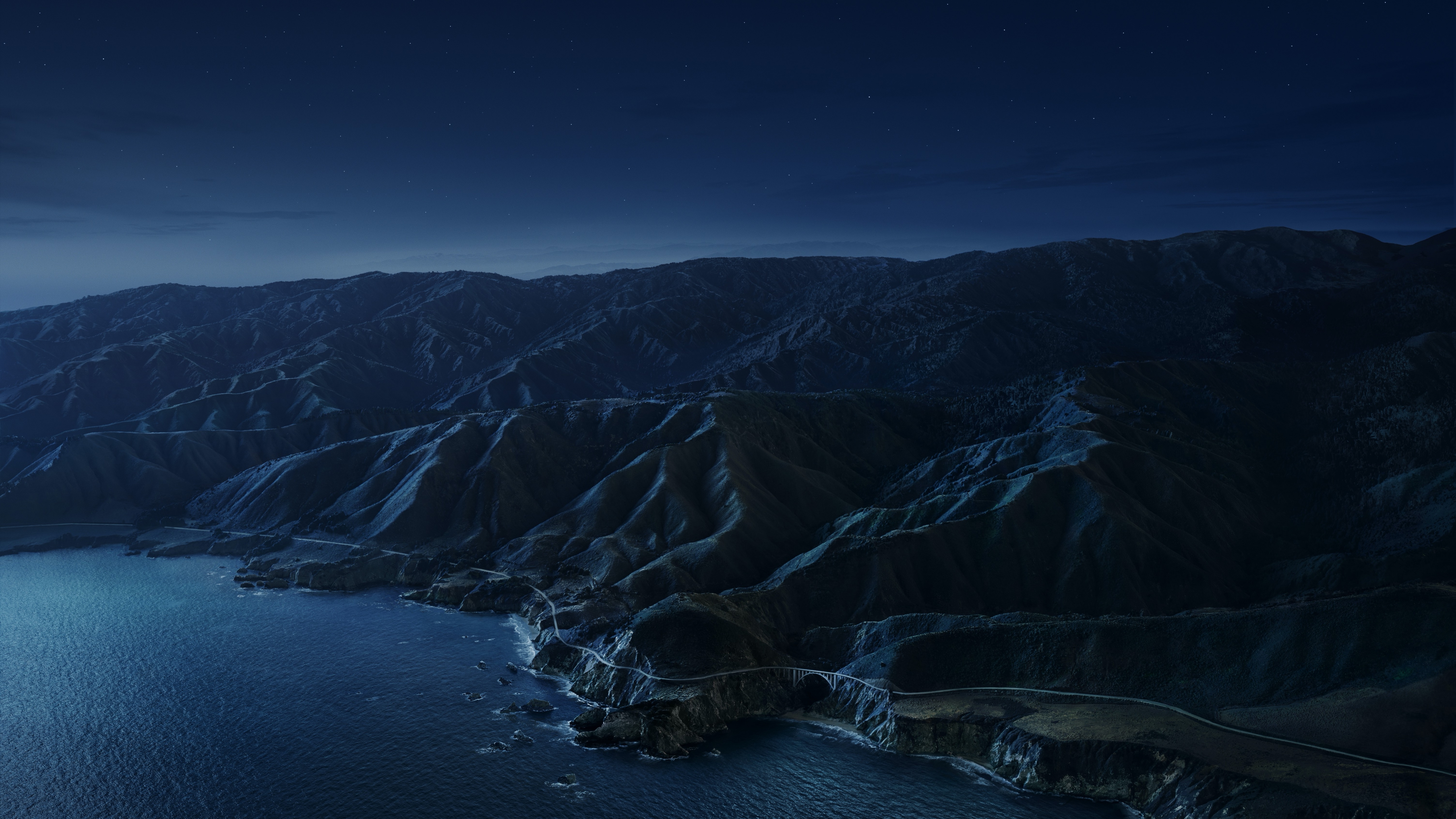 Big Sur Wallpaper 4K, Mountains, Night