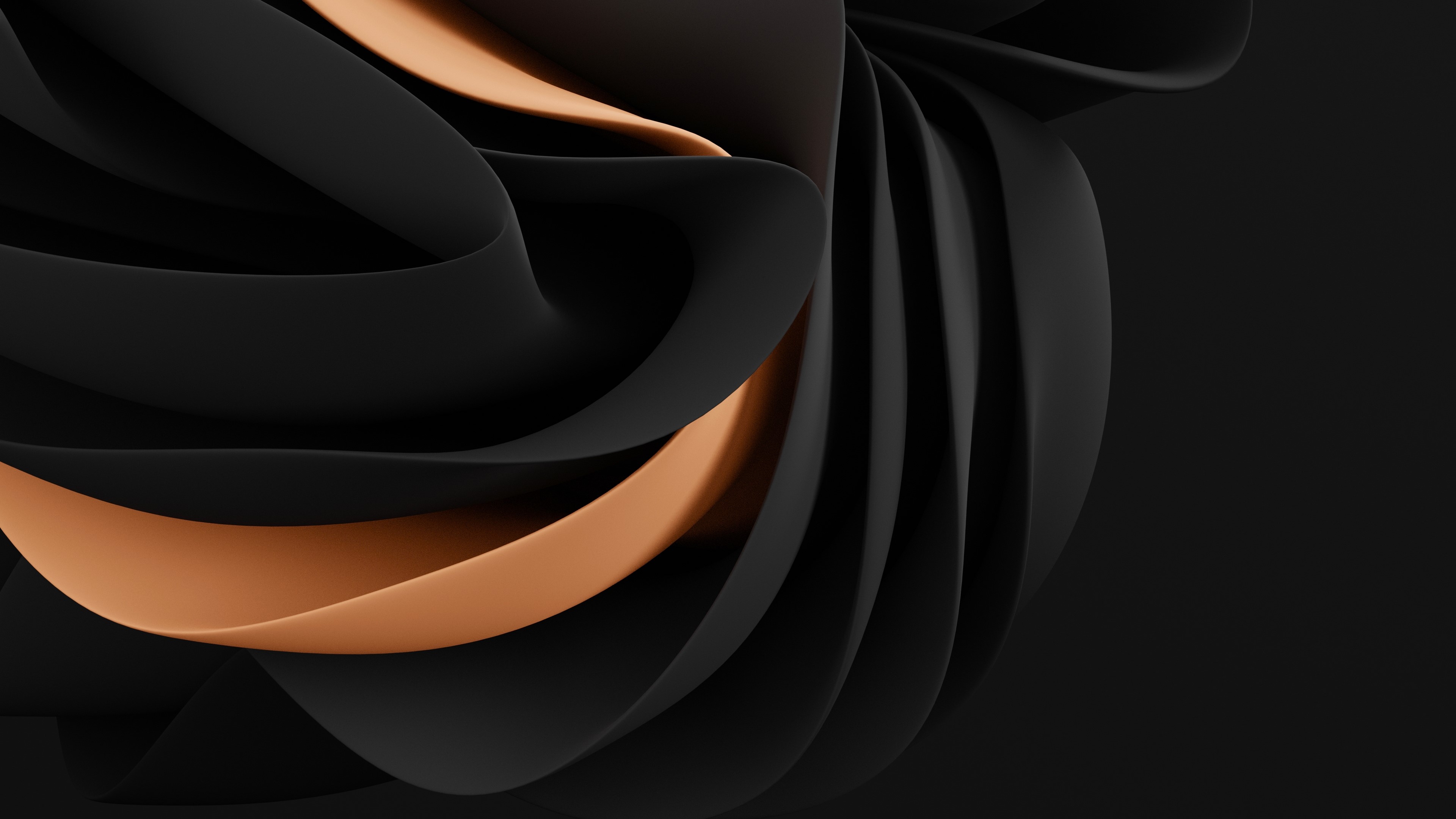 Black abstract Wallpaper 4K, Dark background, 3D Render