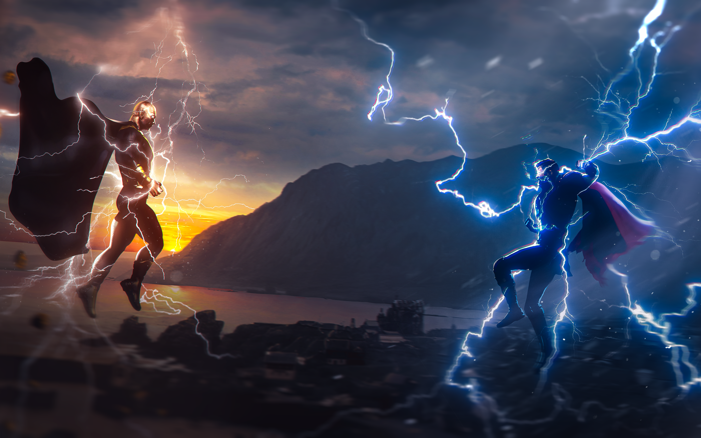 Black Adam vs Thor Wallpaper 4K, Crossover, Fusion, Graphics CGI, #9190