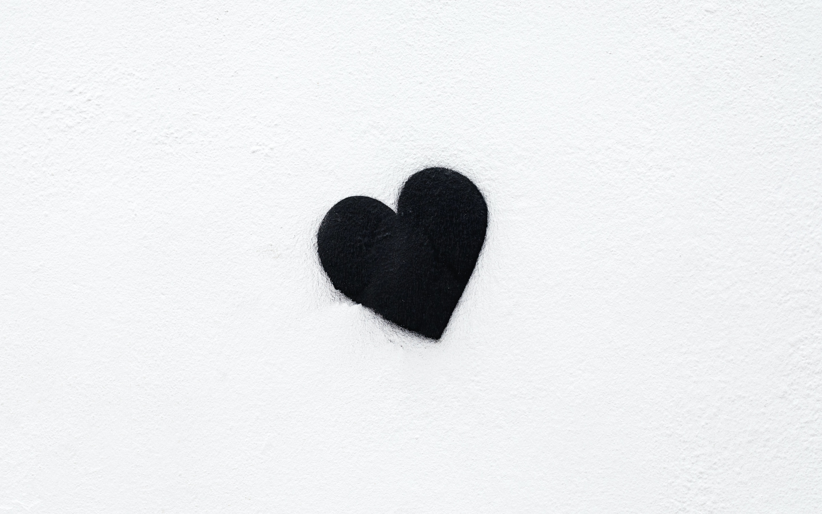 Black Heart Wallpaper 4K, Love Heart, White Background