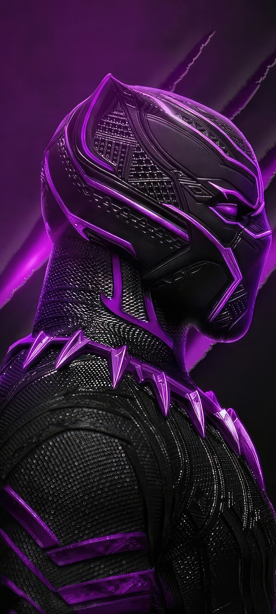 Black Panther Wallpaper 4K, Purple aesthetic, Dark background