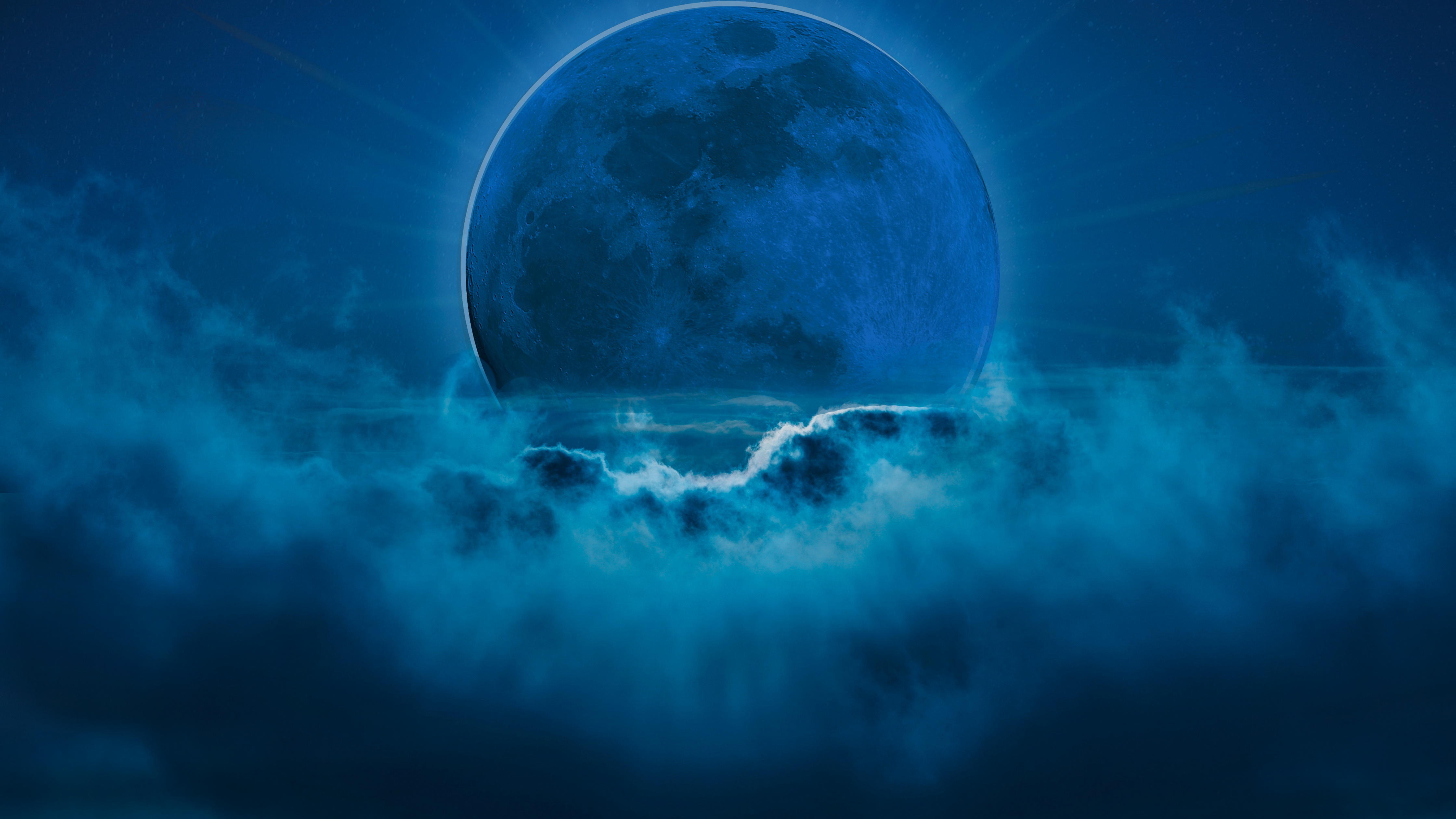 Blue moon Wallpaper 4K, Night, Surreal, Nature, #9119