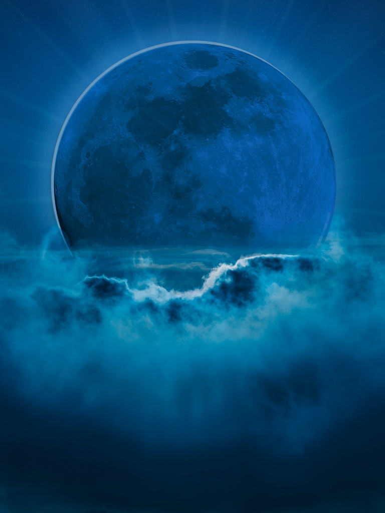 Blue moon Wallpaper 4K, Night, Surreal, Nature, #9119