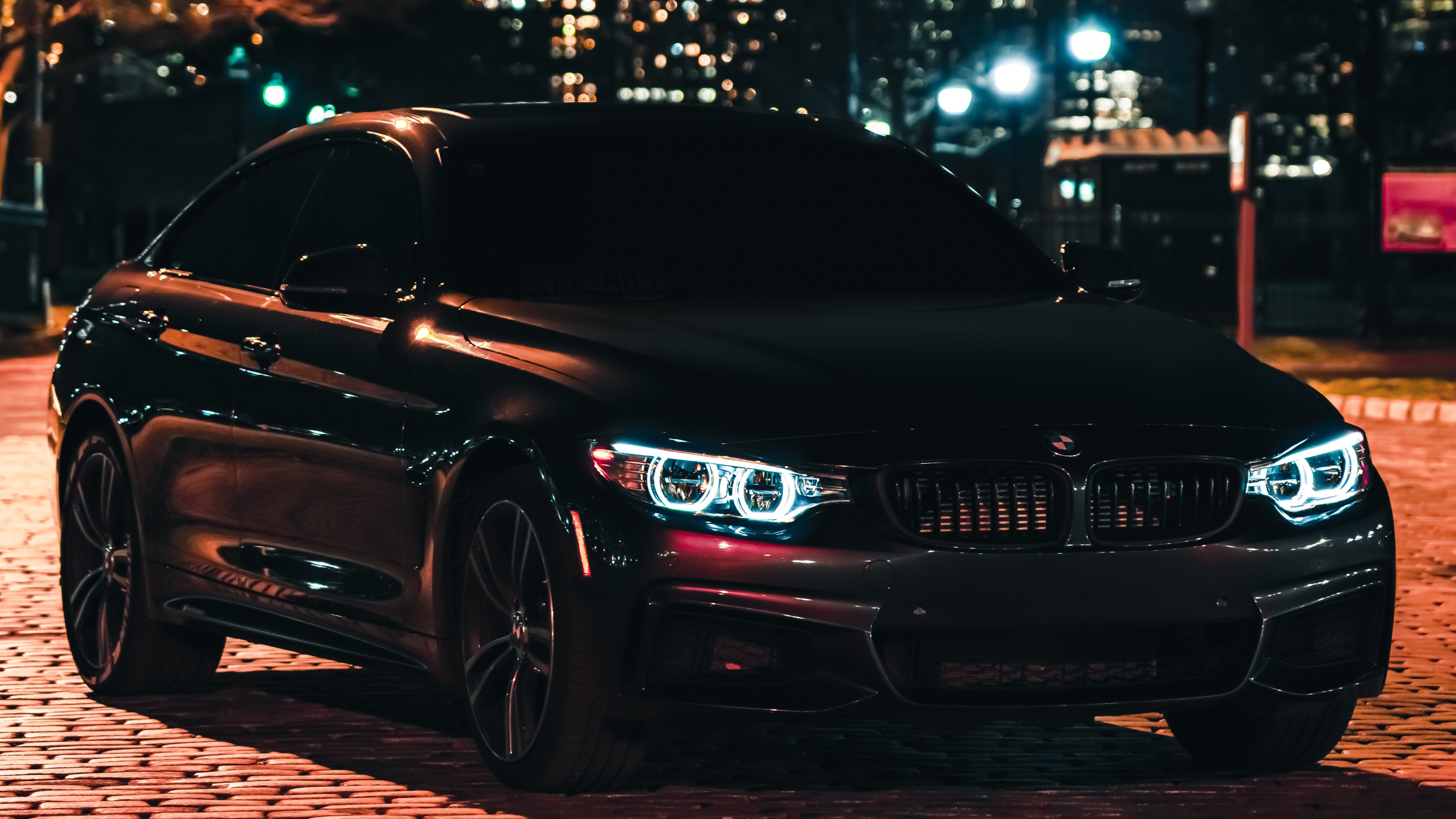 BMW M3 Wallpaper 4K, Black Edition, Night, City lights