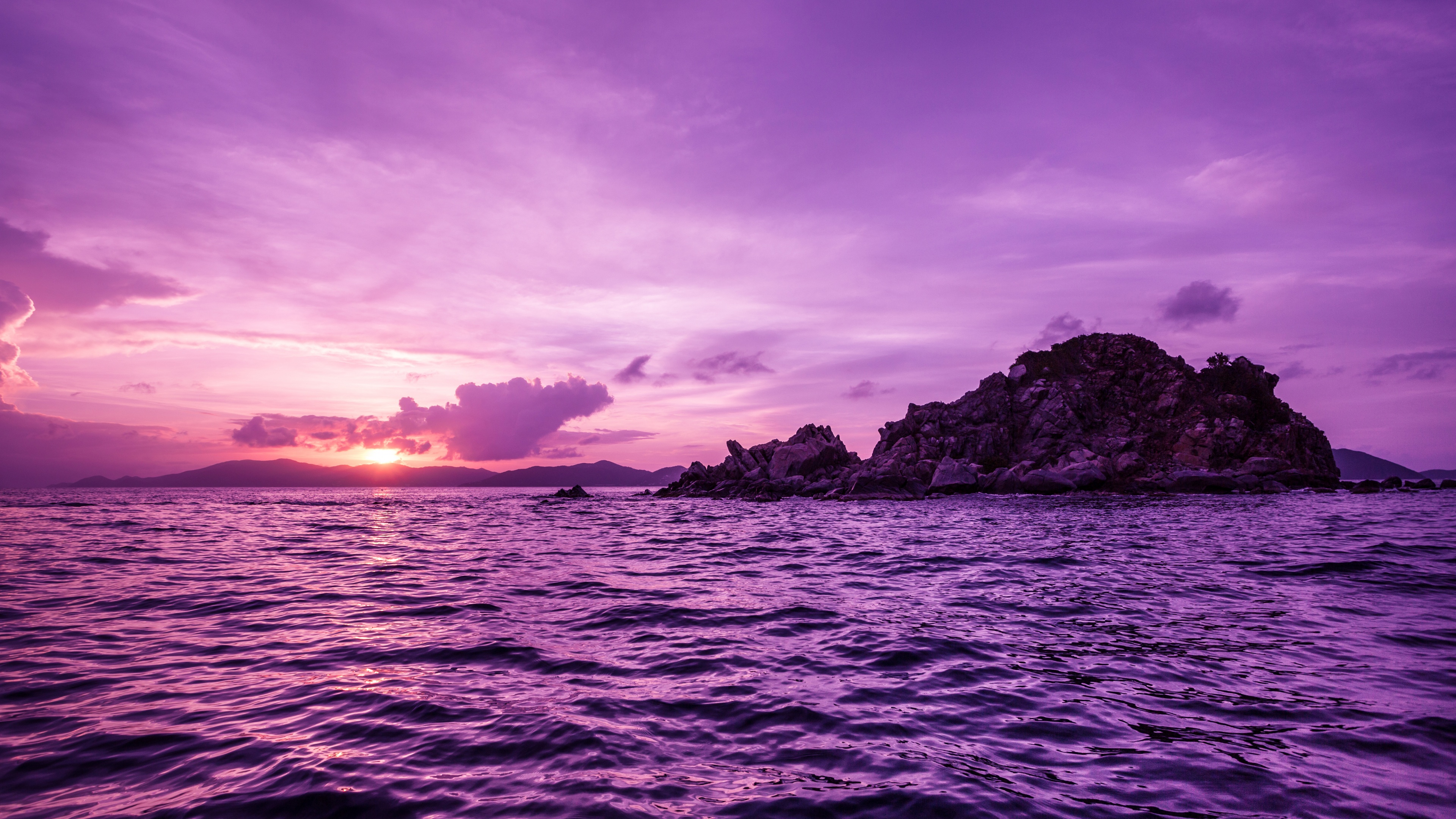 British Virgin Islands, Purple sky, Body of Water, Waves, Sunset, Seascape,...