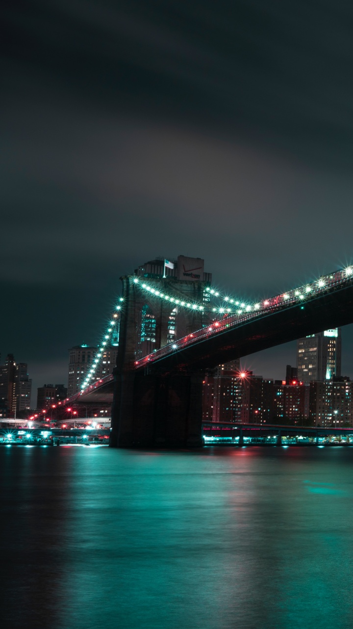 Brooklyn Bridge Wallpaper 4K, Manhattan, City lights