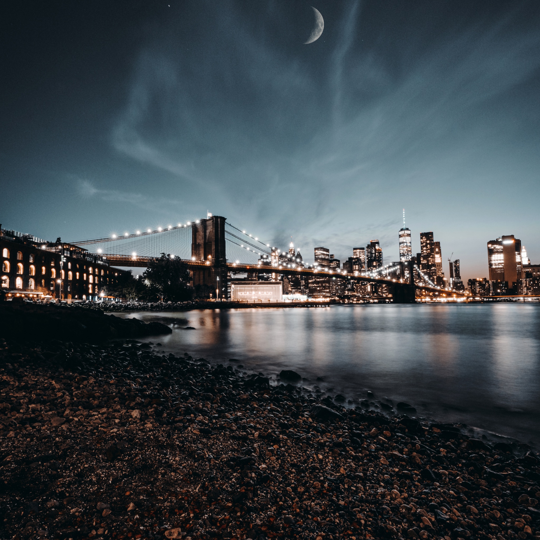 Brooklyn Bridge Wallpaper 4K, New York City, Night City