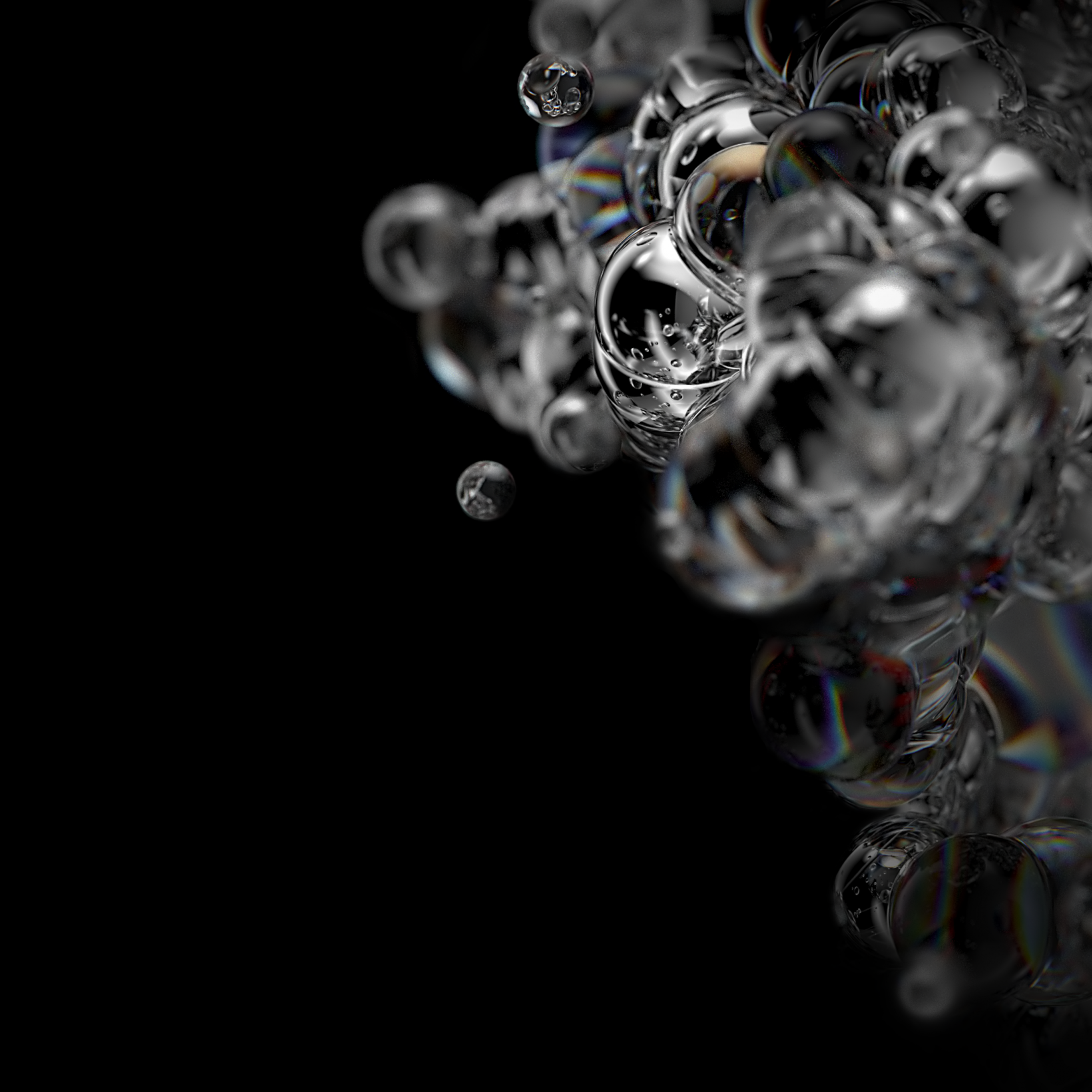 Bubbles Wallpaper 4K, Liquid, Black/Dark, #815