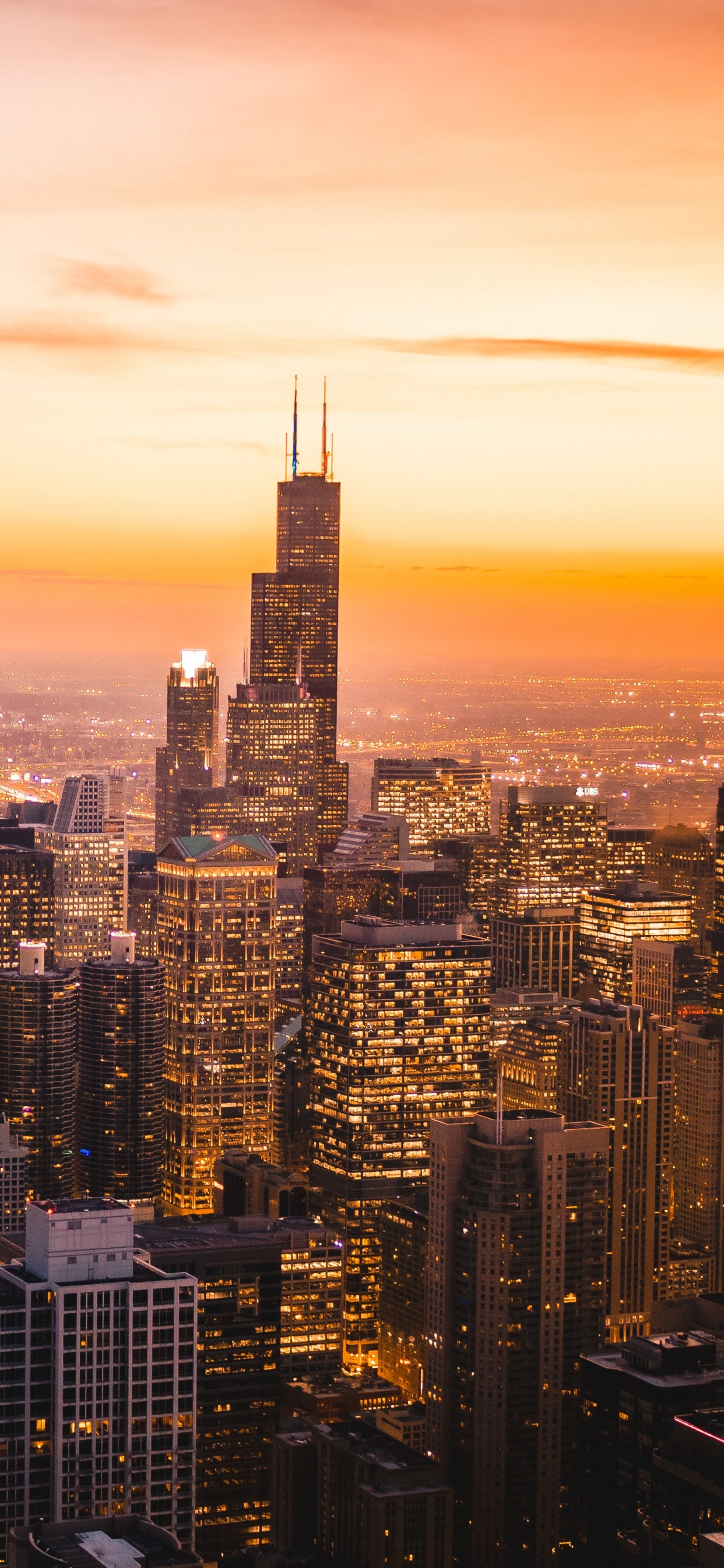 Amazing arrangement of buildings and lights Chicago city skylines amazing  sunrise 4K wallpaper download