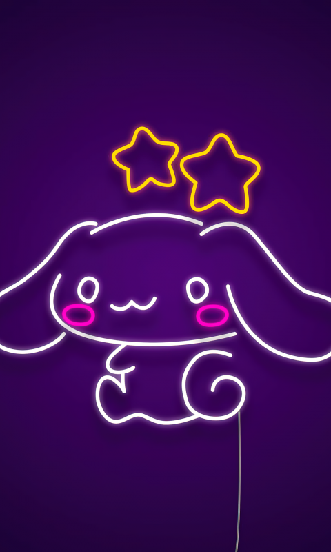 Cinnamoroll Wallpaper 4K, Neon, Purple background