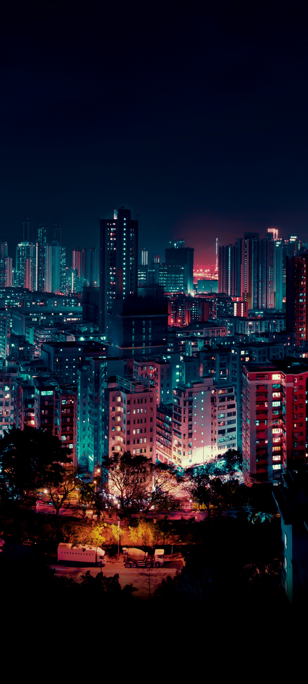 Download wallpaper 938x1668 night city buildings city lights iphone  876s6 for parallax hd background