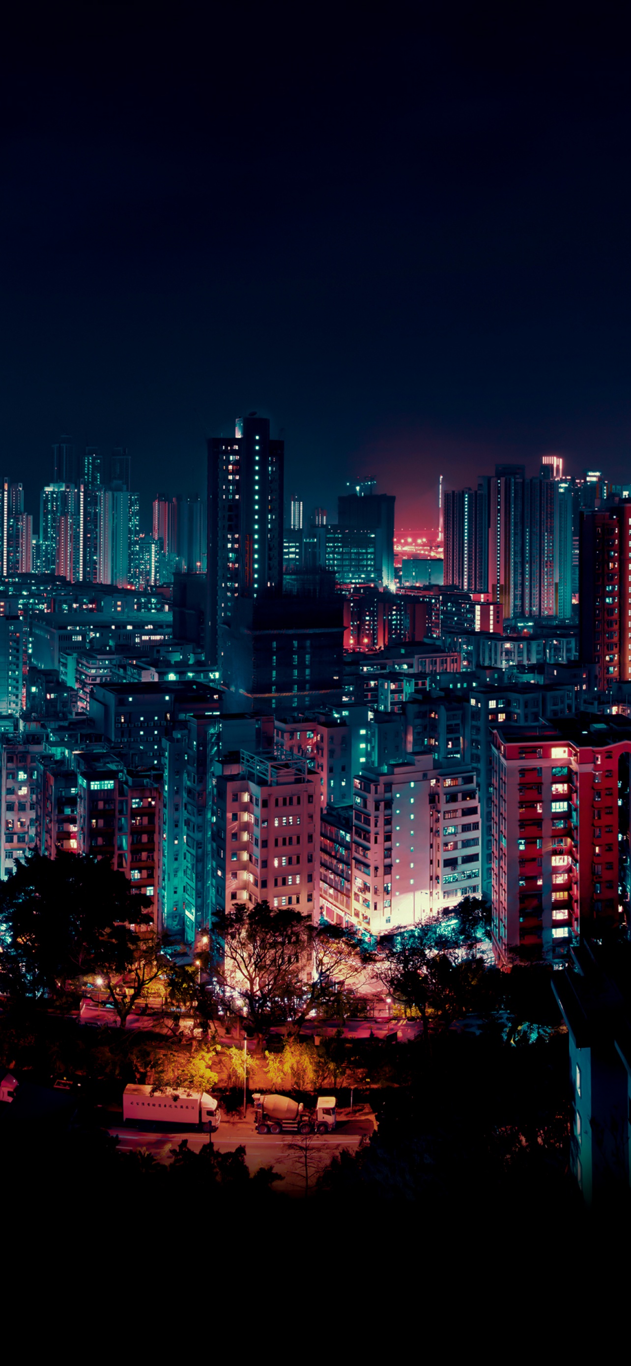 Night City Cityscape Building Scenery 4K Wallpaper iPhone HD Phone
