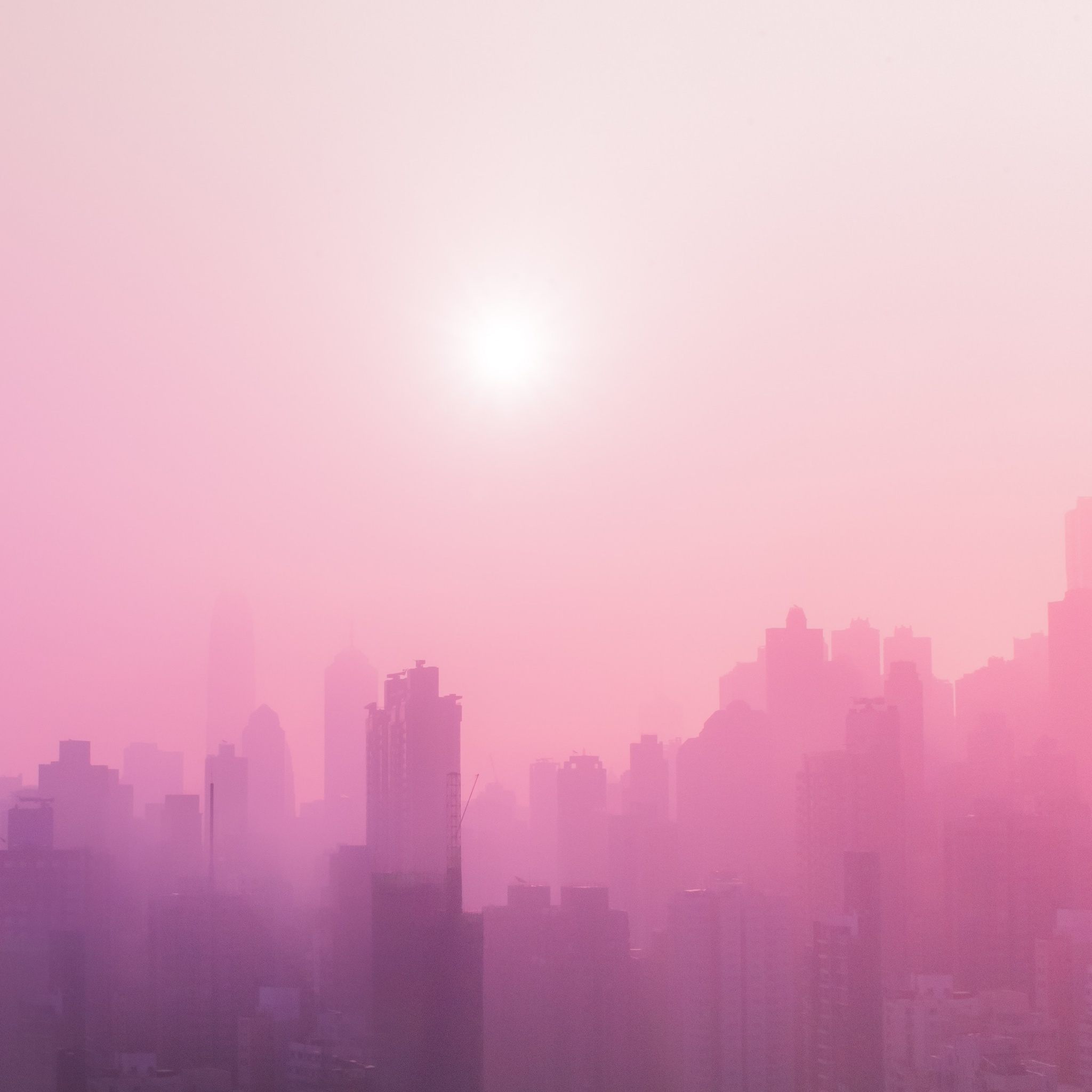 Cityscape Wallpaper 4K, Urban, Pink, Foggy, Sunrise, Skyscrapers, 5K