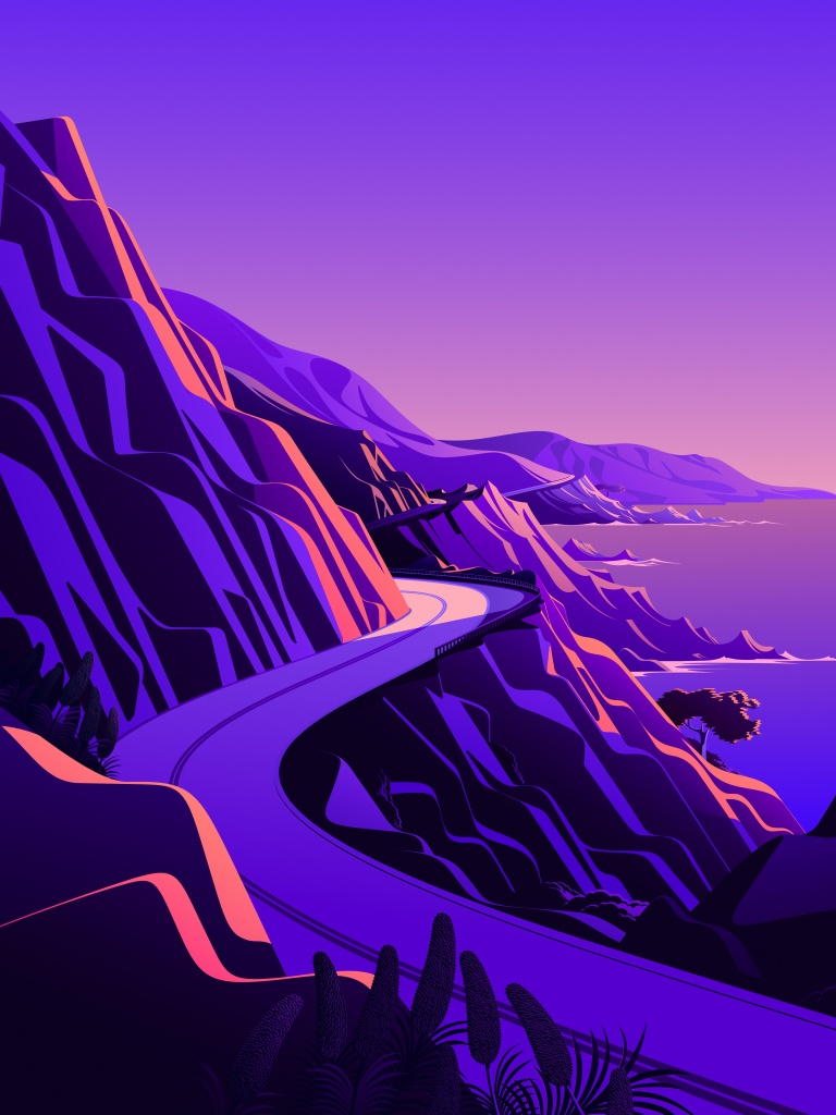 macOS Big Sur Wallpaper 4K, Coastline, Mountain pass, Road