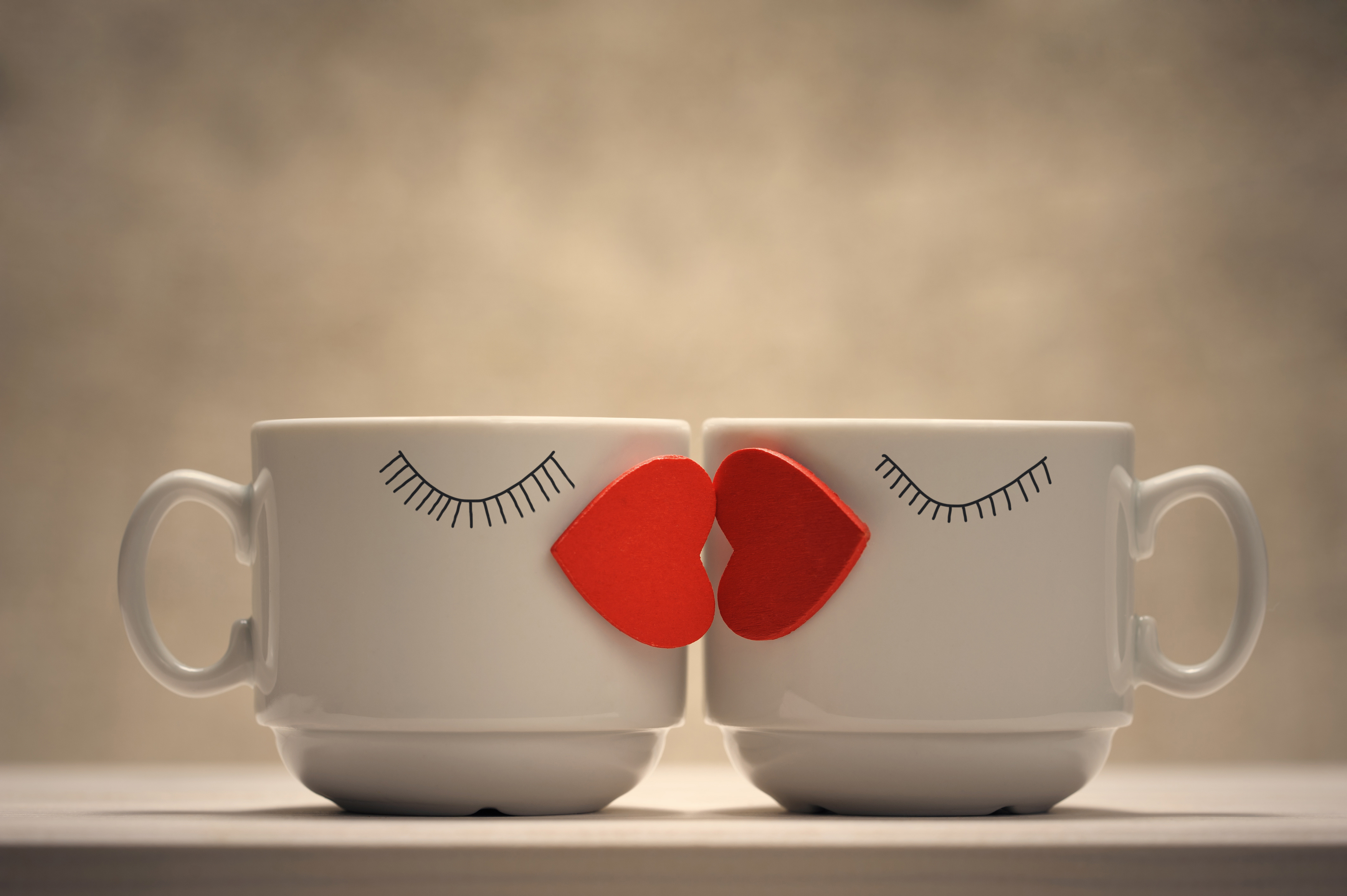 Coffee cups Wallpaper 4K, Love hearts, Love, #1795